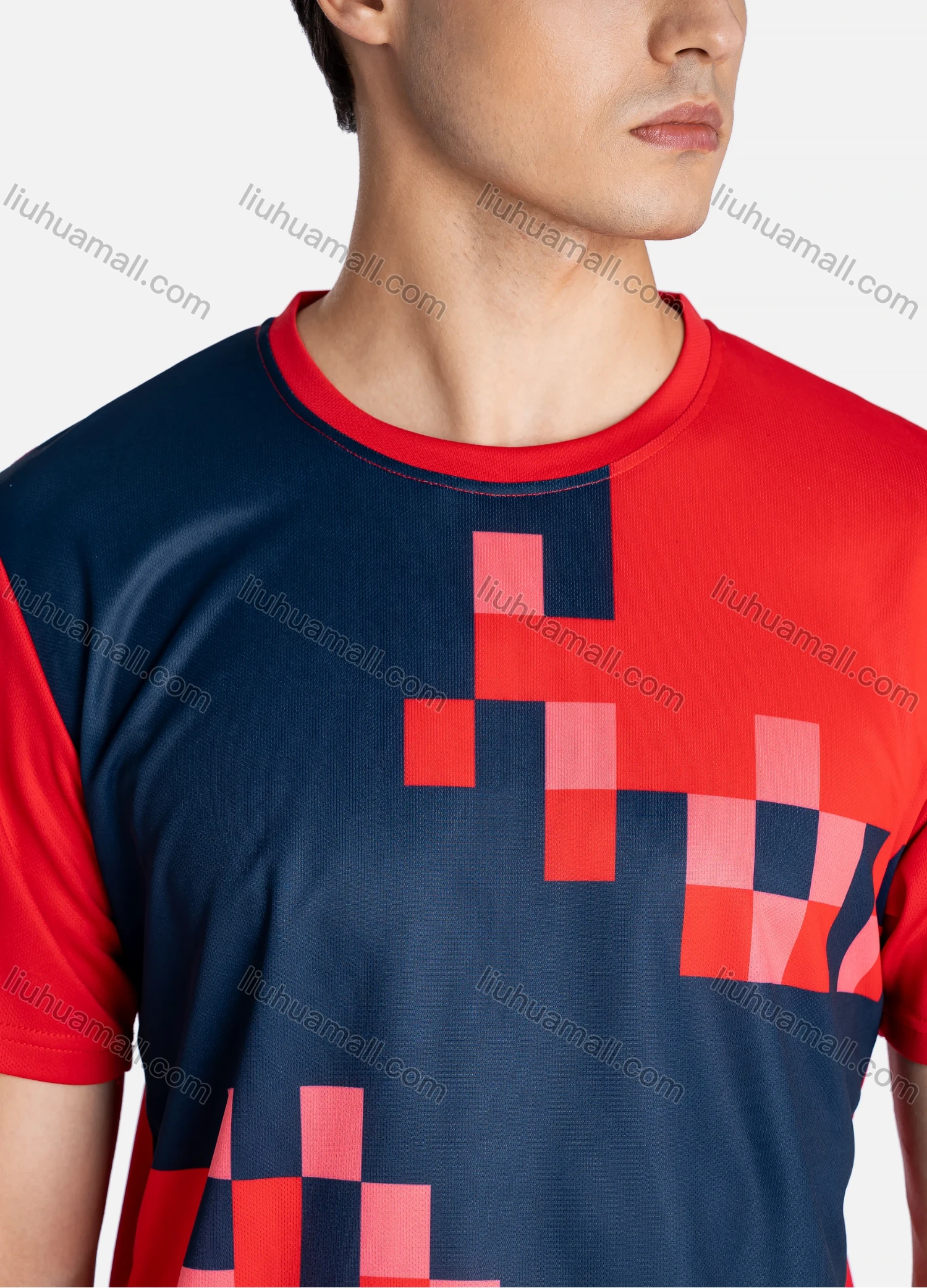 Wholesale Men's Sporty Crew Neck Short Sleeve Abstract Print Breathable T-shirts B1918# - Liuhuamall