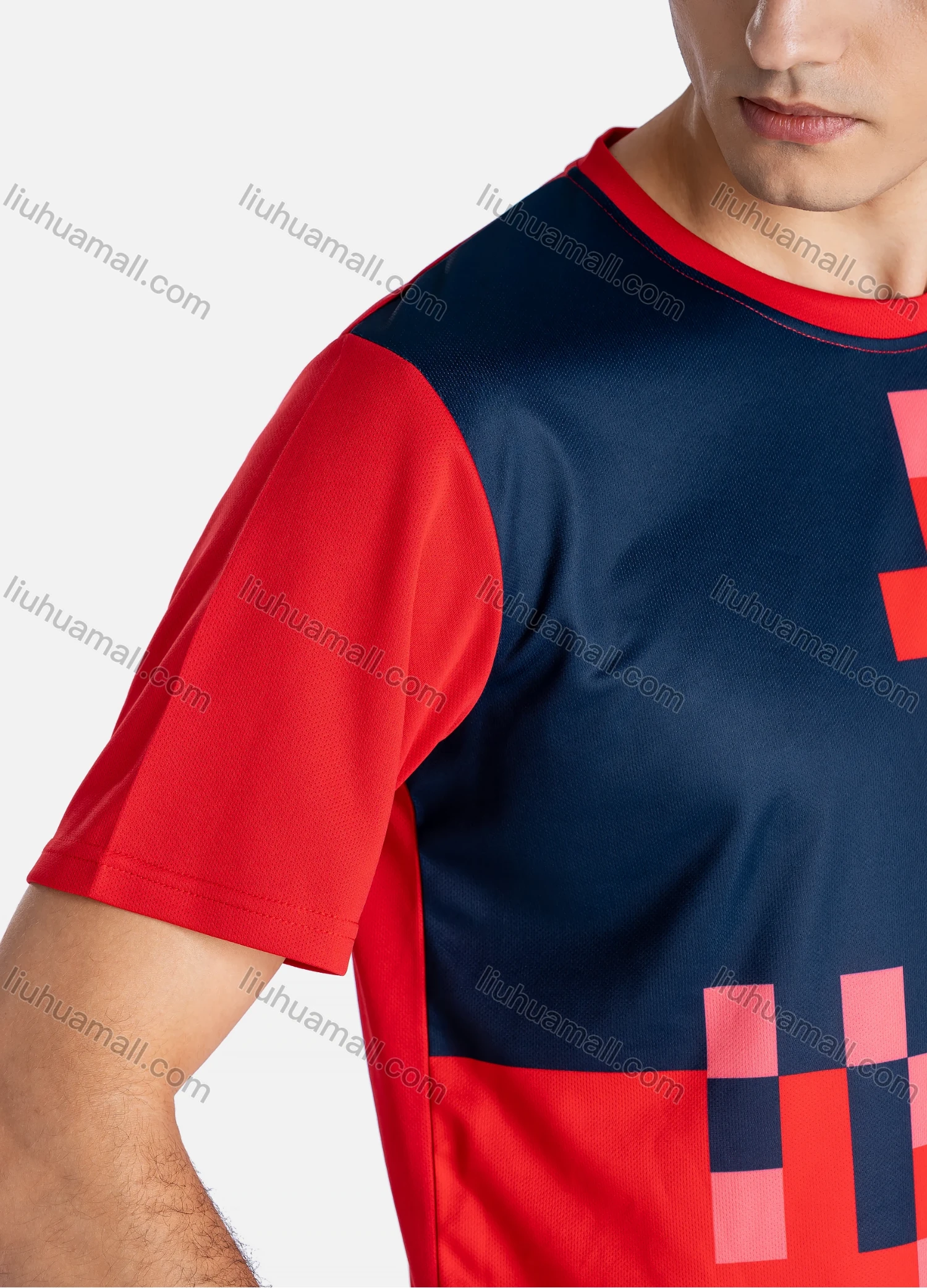 Wholesale Men's Sporty Crew Neck Short Sleeve Abstract Print Breathable T-shirts B1918# - Liuhuamall