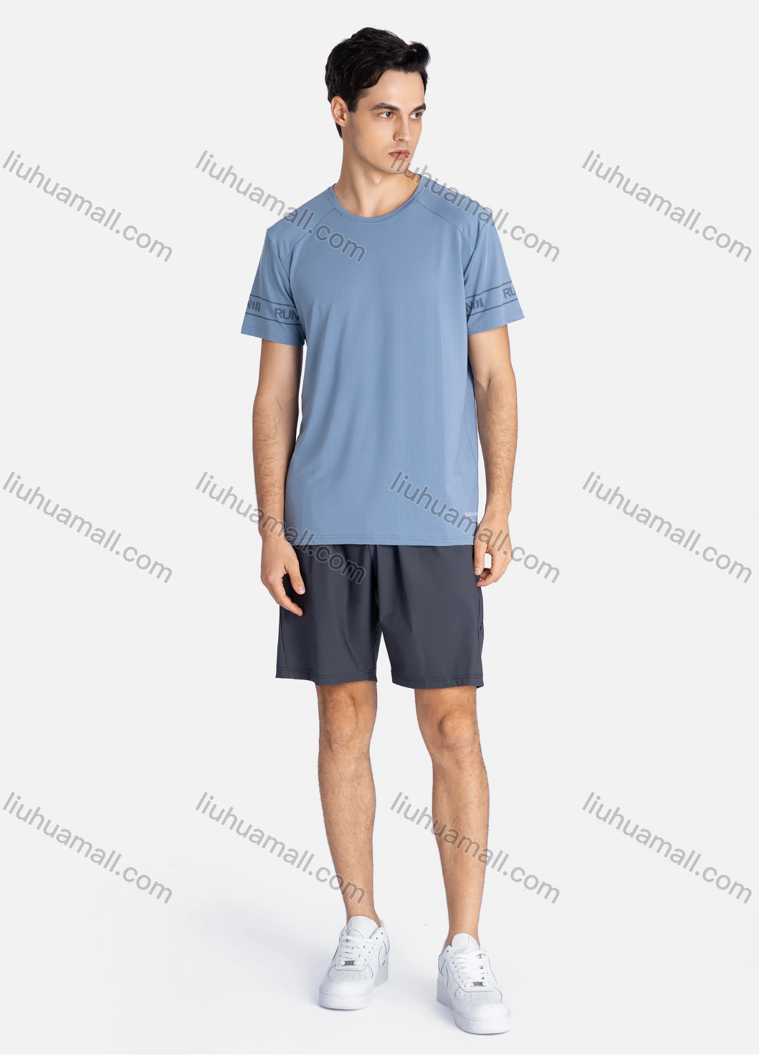 Wholesale Men's Sporty Crew Neck Short Sleeve Plain Breathable Quick Drying T-shirts - Liuhuamall