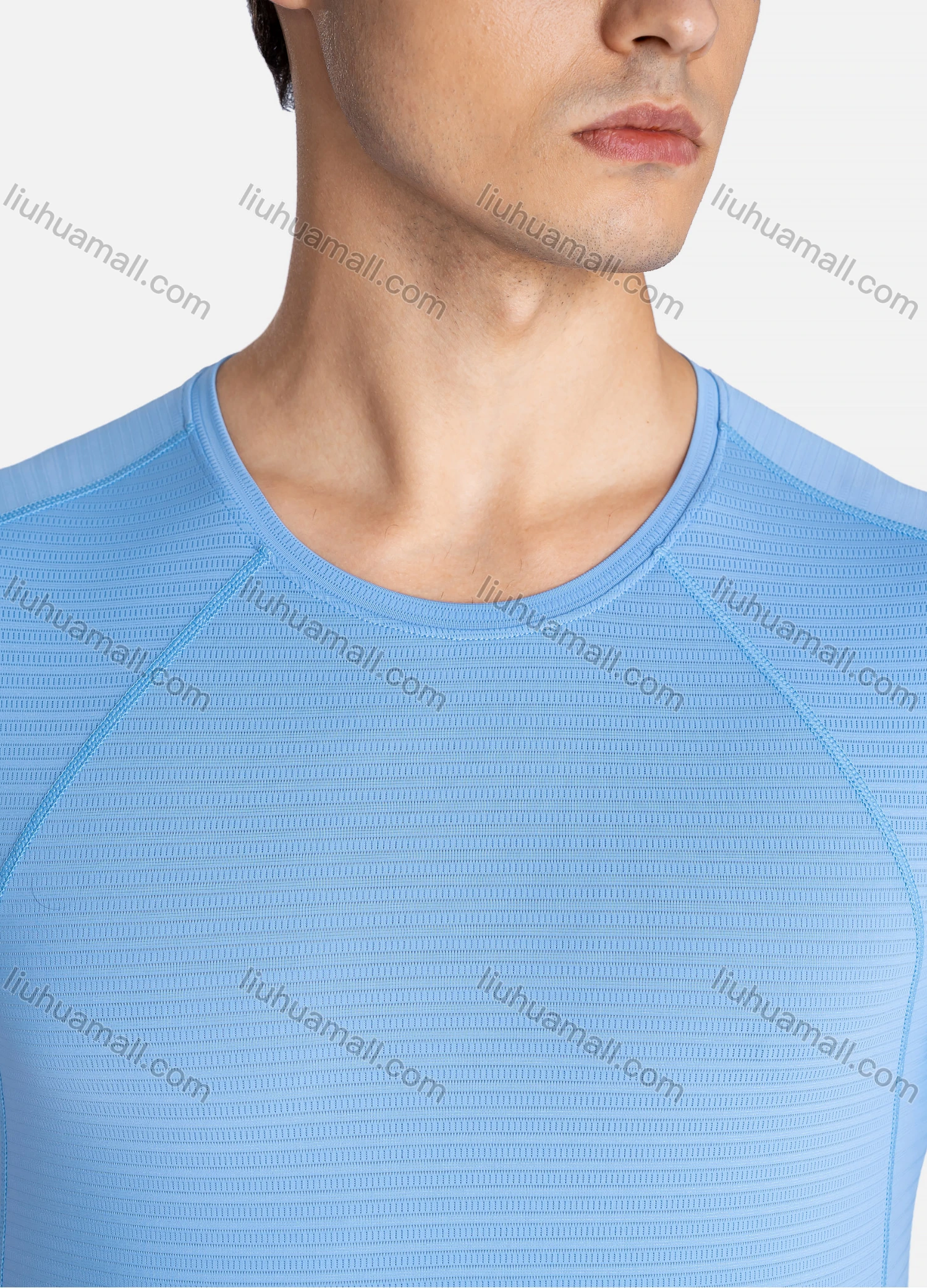 Wholesale Men's Sporty Crew Neck Plain Breathable Reflective Stripes Quick Drying T-shirts - Liuhuamall