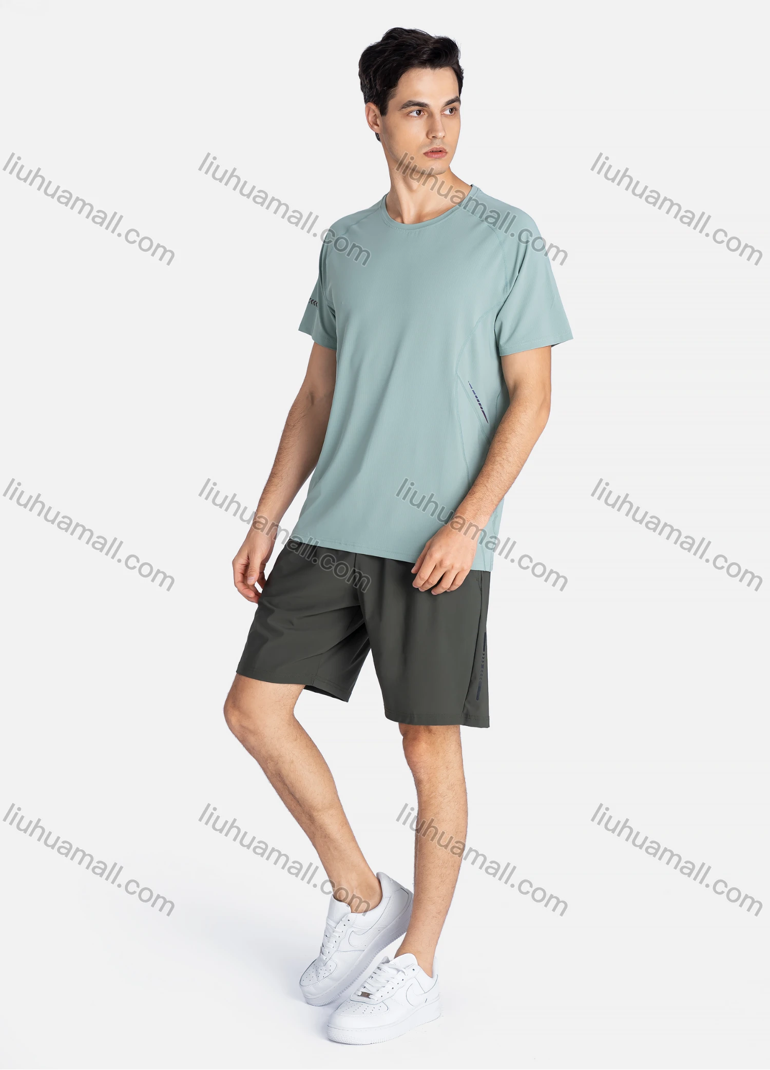 Wholesale Men's Sporty Crew Neck Breathable Reflective Stripes Quick Drying T-shirts - Liuhuamall