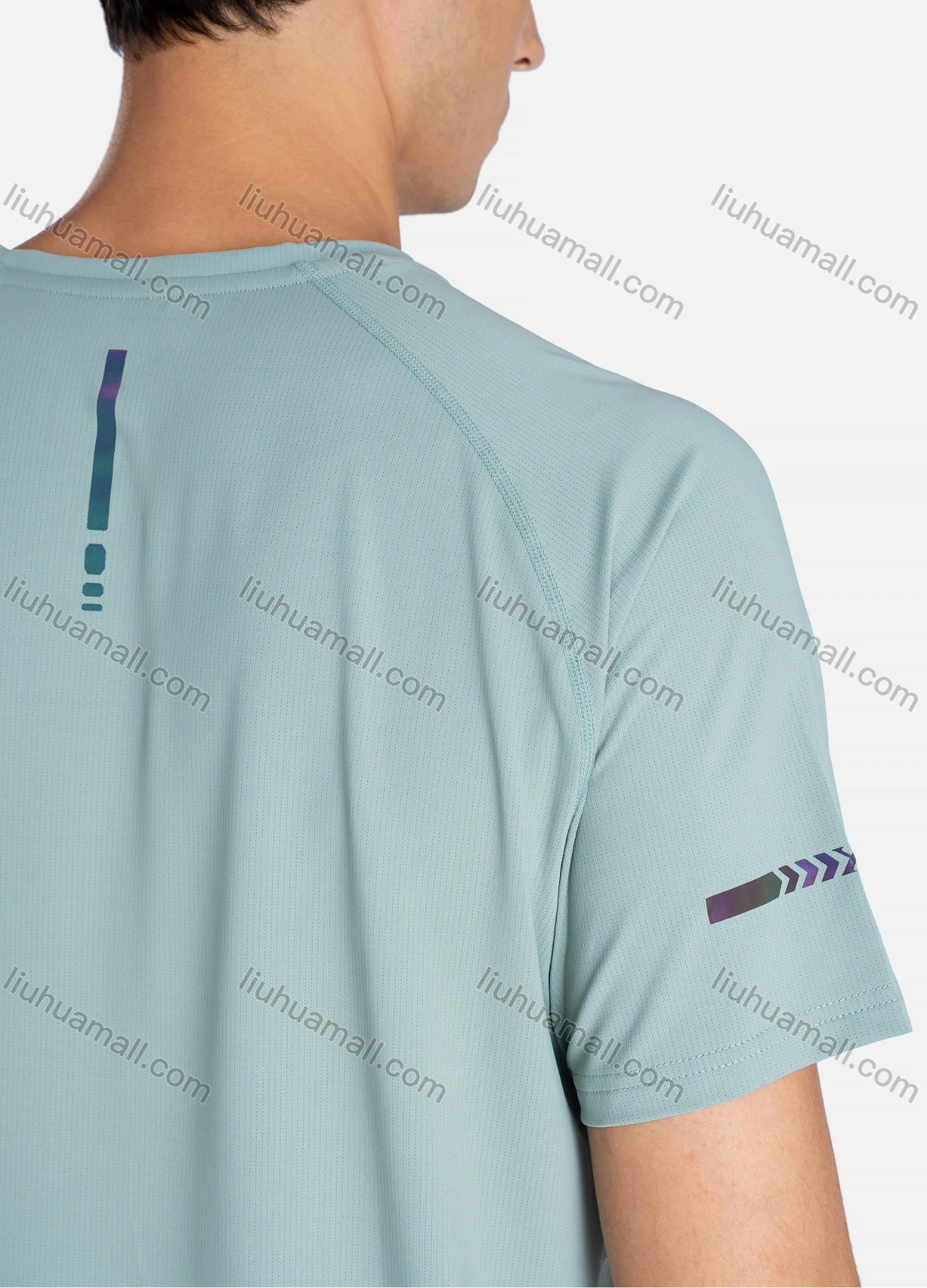 Wholesale Men's Sporty Crew Neck Breathable Reflective Stripes Quick Drying T-shirts - Liuhuamall