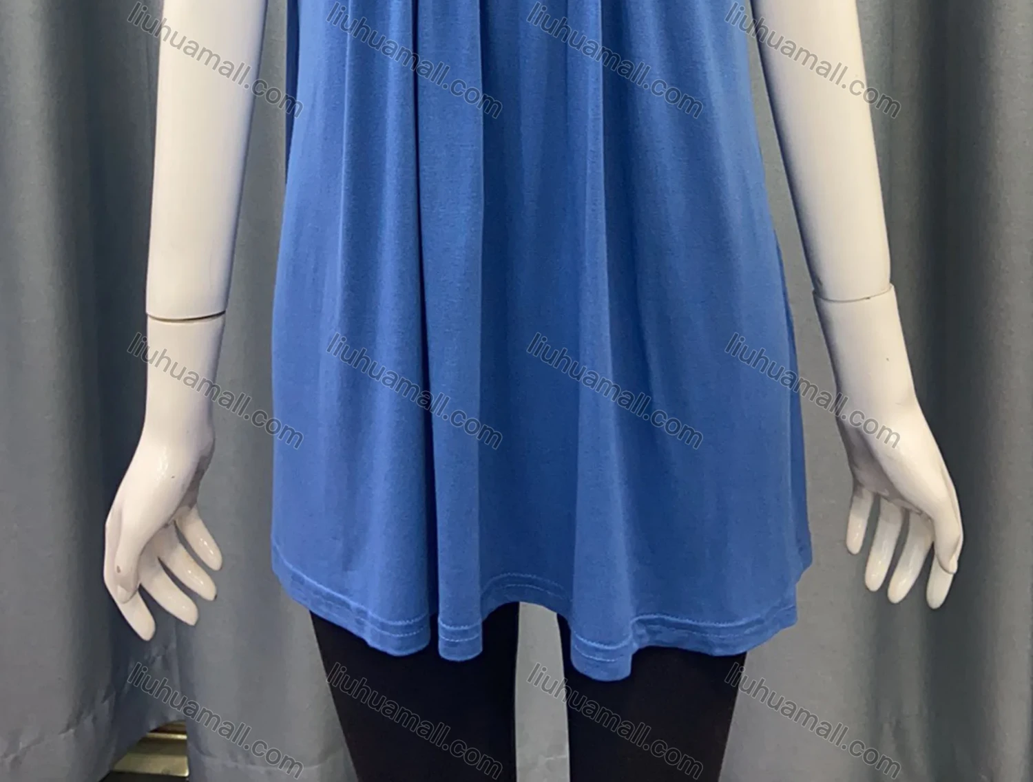 Wholesale Women's Casual Plain Guipure Lace Round Neck Short Sleeve Ruched Blouse - Liuhuamall