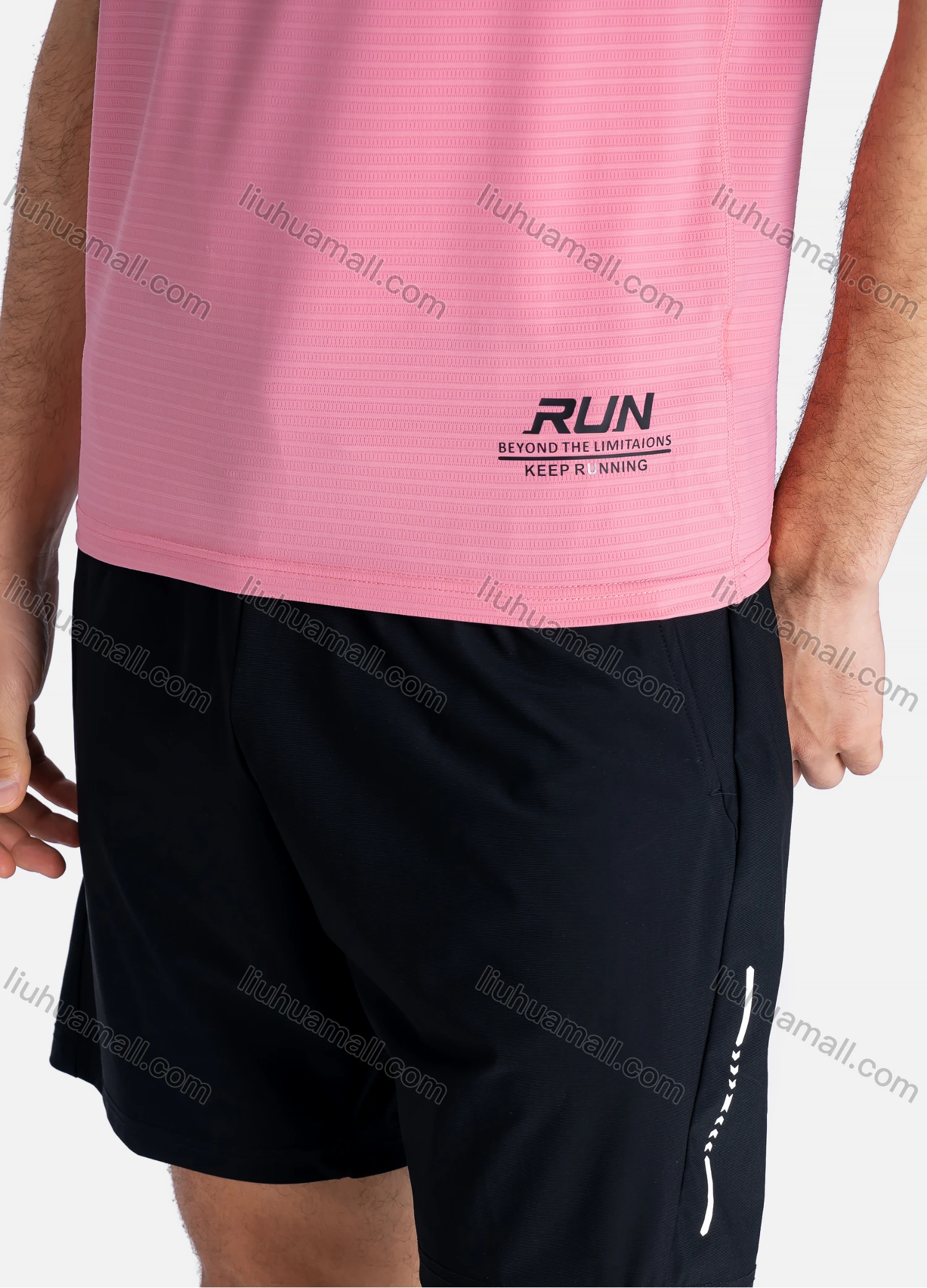 Wholesale Men's Sporty Crew Neck Breathable Letter Print Quick Drying T-shirts - Liuhuamall