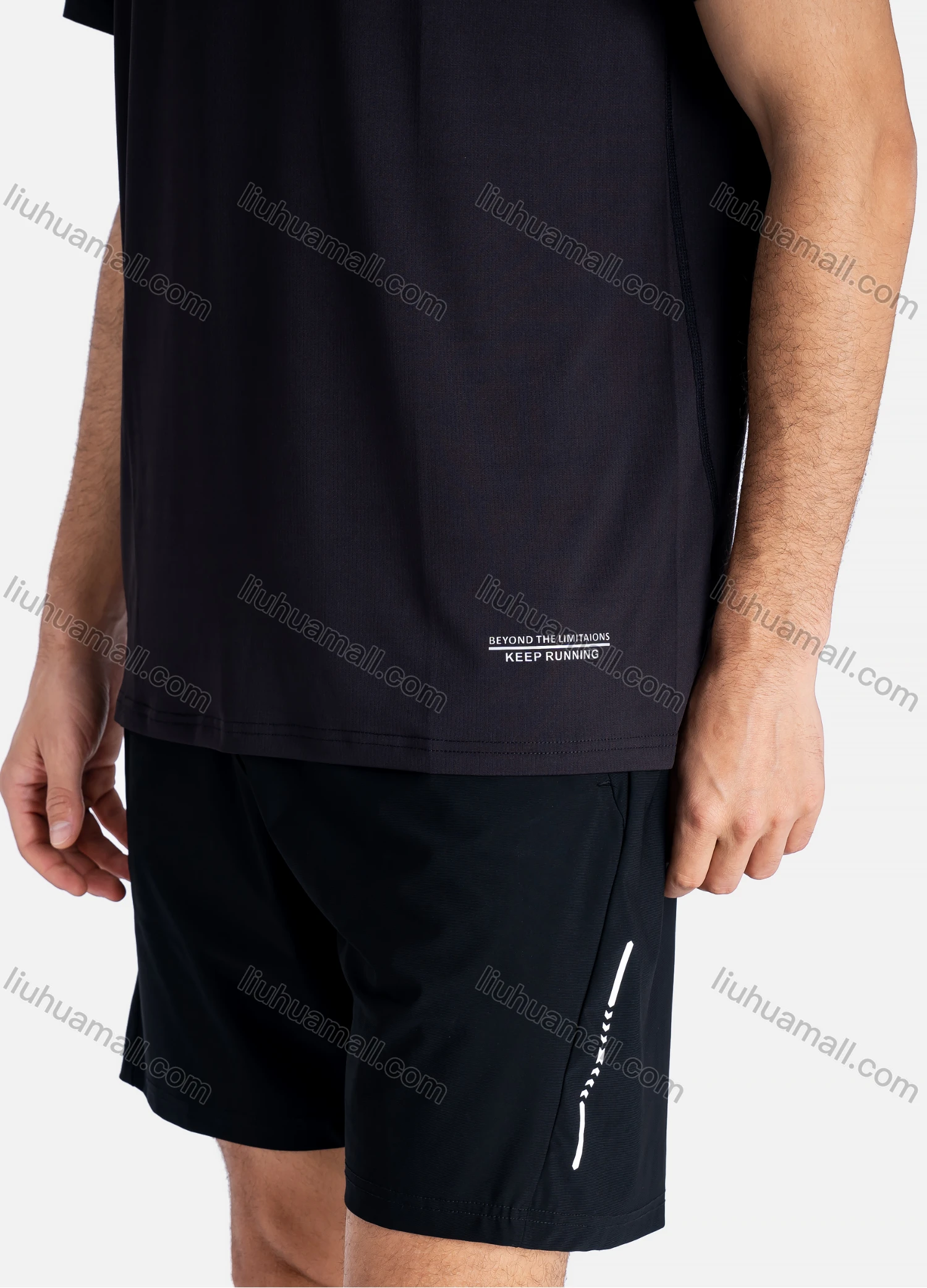 Wholesale Men's Sporty Crew Neck Breathable Letter Print Quick Drying T-shirts - Liuhuamall