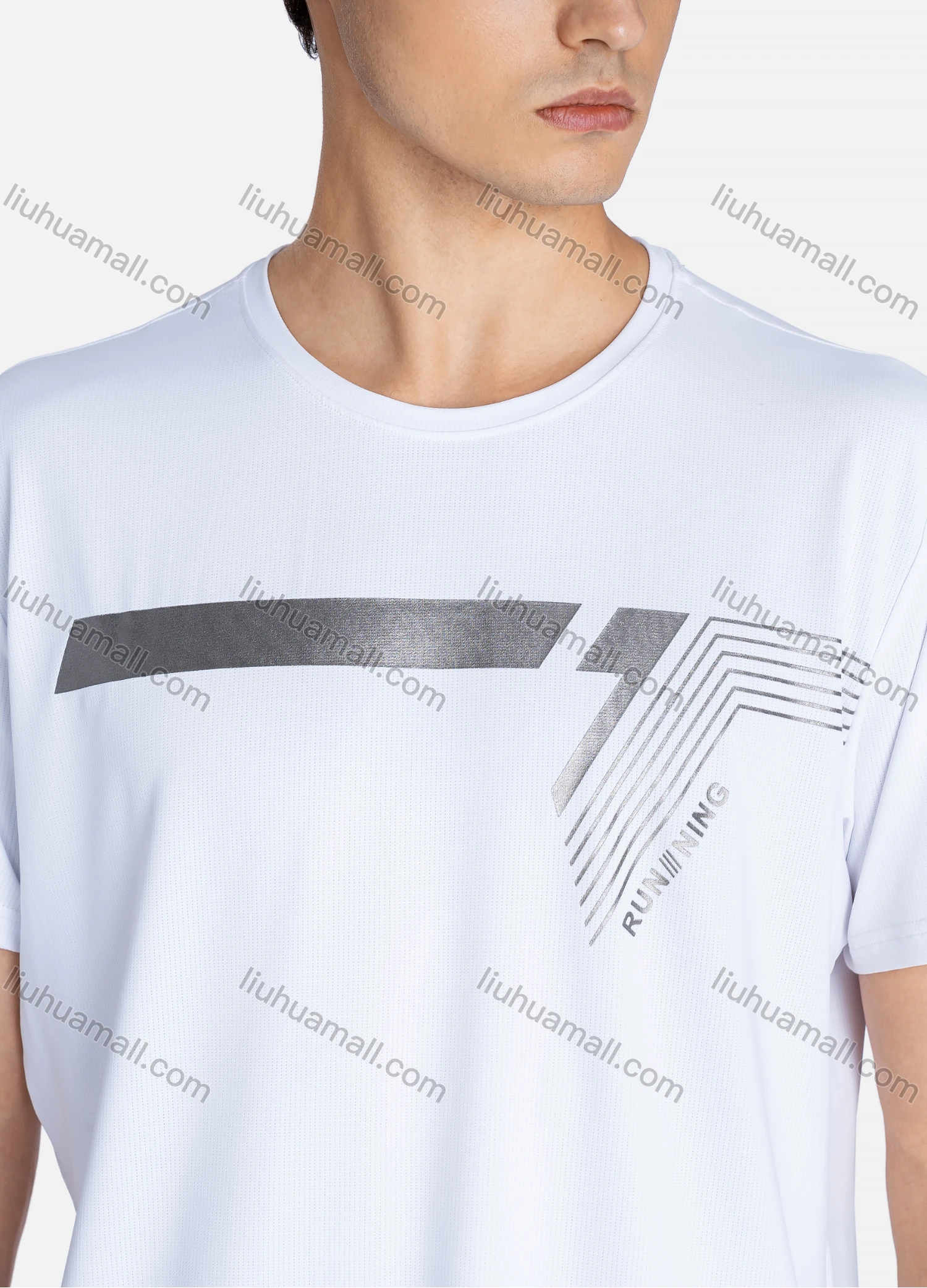 Wholesale Men's Sporty Crew Neck Breathable Striped Letter Print Quick Drying T-shirts - Liuhuamall