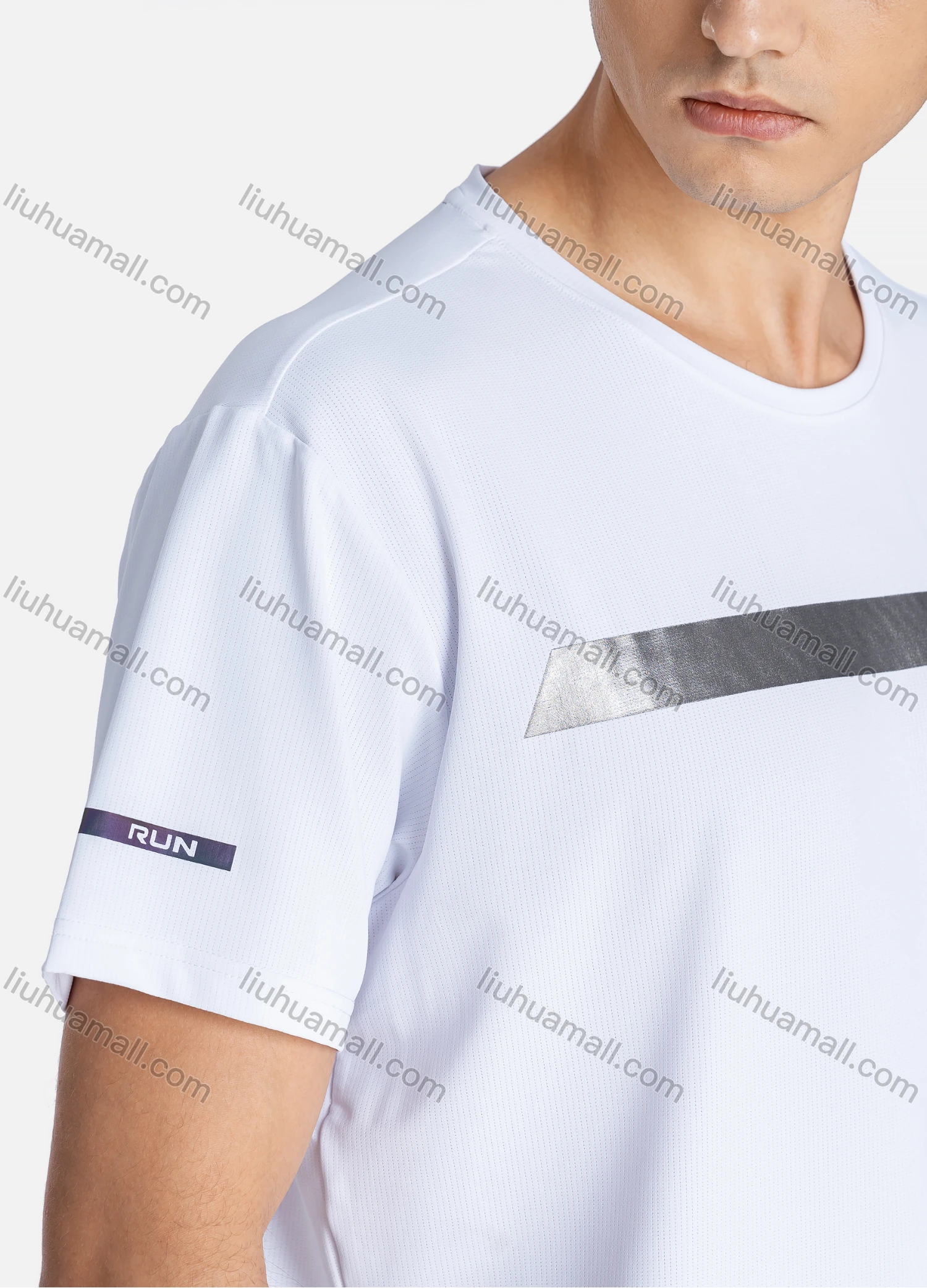 Wholesale Men's Sporty Crew Neck Breathable Striped Letter Print Quick Drying T-shirts - Liuhuamall