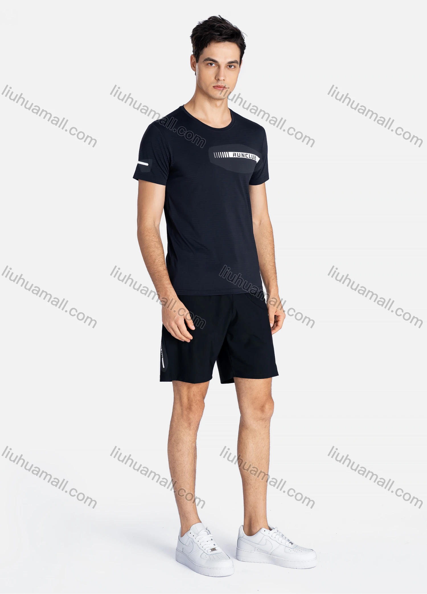 Wholesale Men's Sporty Crew Neck Breathable Letter Print Quick Drying T-shirts - Liuhuamall