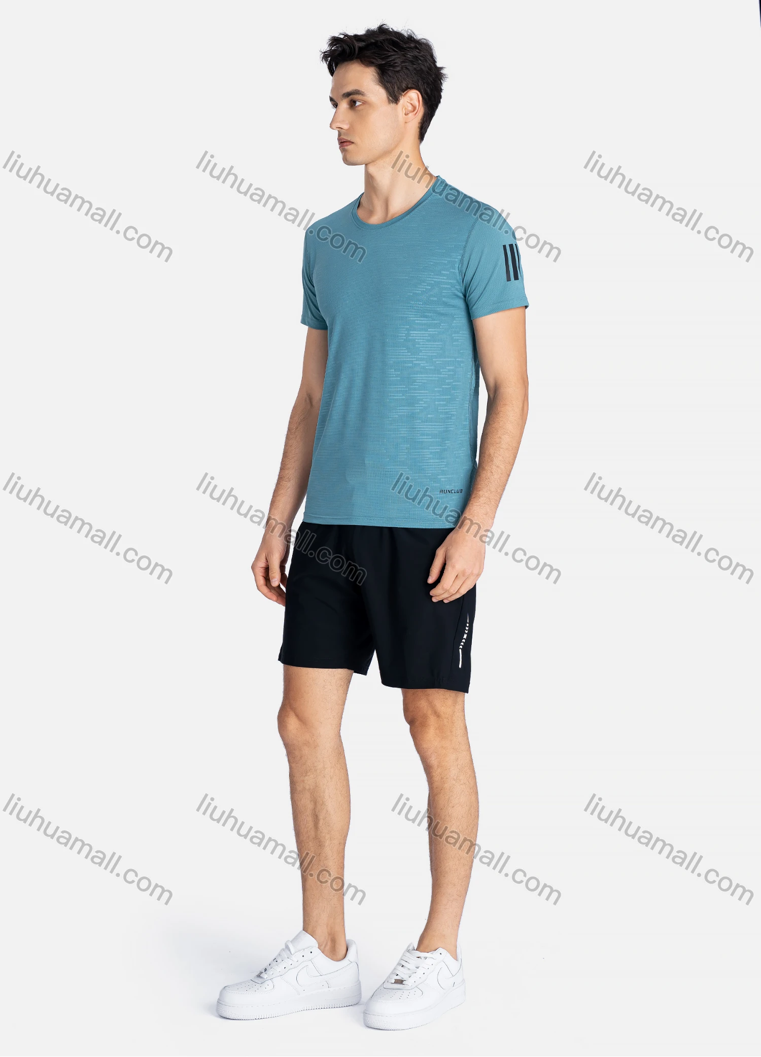 Wholesale Men's Sporty Crew Neck Breathable Reflective Stripes Quick Drying T-shirts - Liuhuamall
