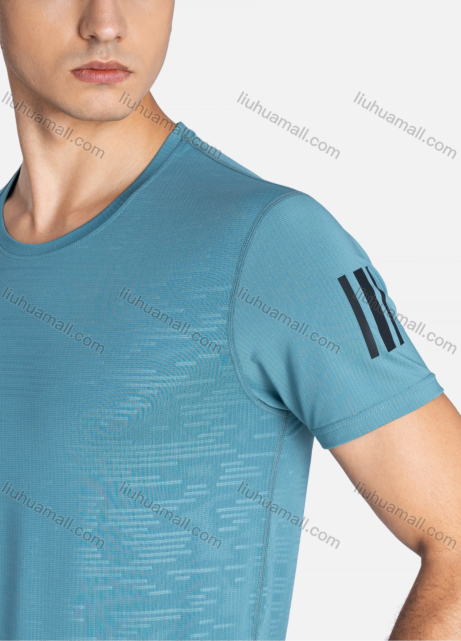 Wholesale Men's Sporty Crew Neck Breathable Reflective Stripes Quick Drying T-shirts - Liuhuamall