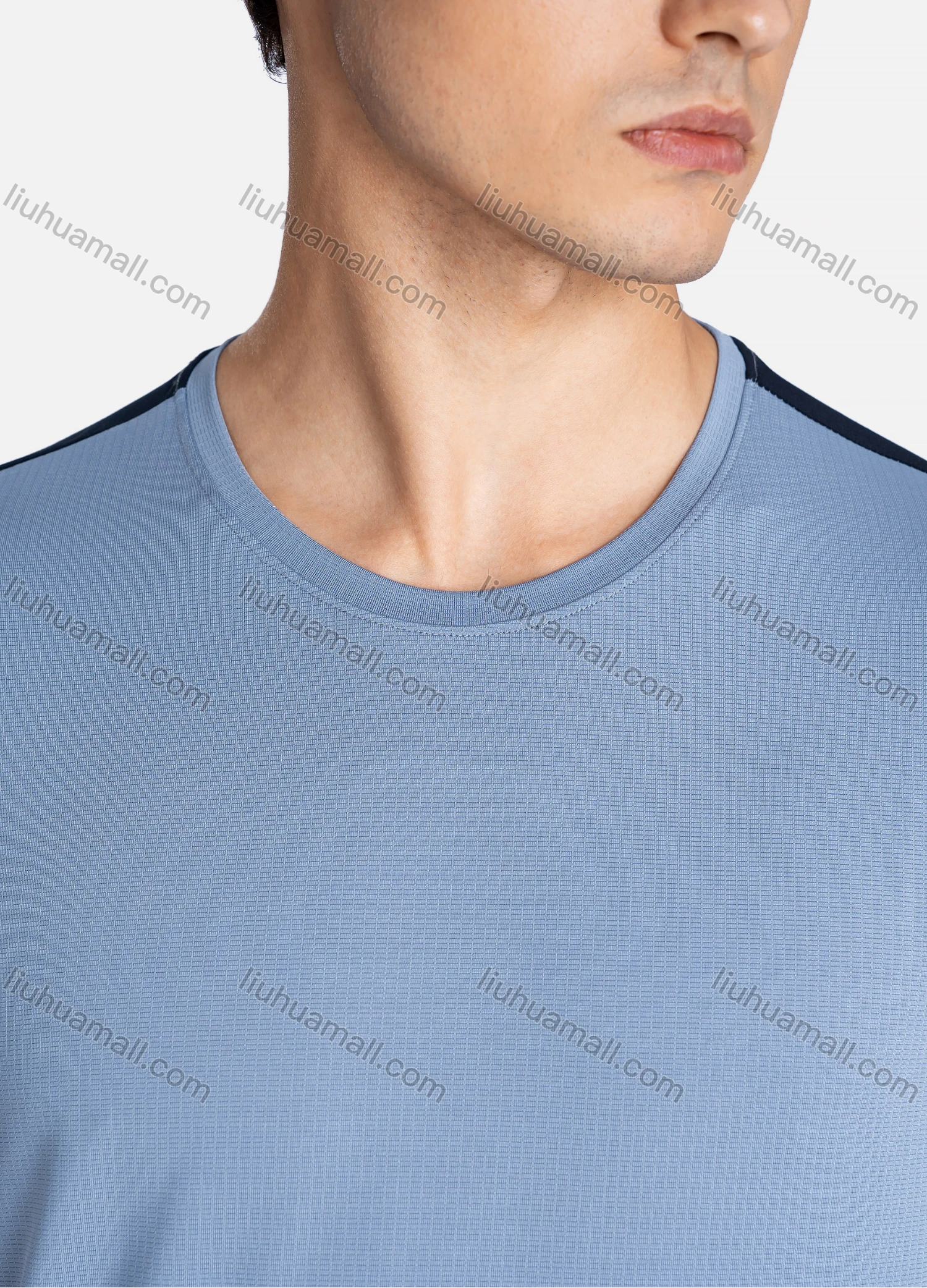 Wholesale Men's Sporty Crew Neck Breathable Contrast Reflective Stripes Quick Drying T-shirts - Liuhuamall