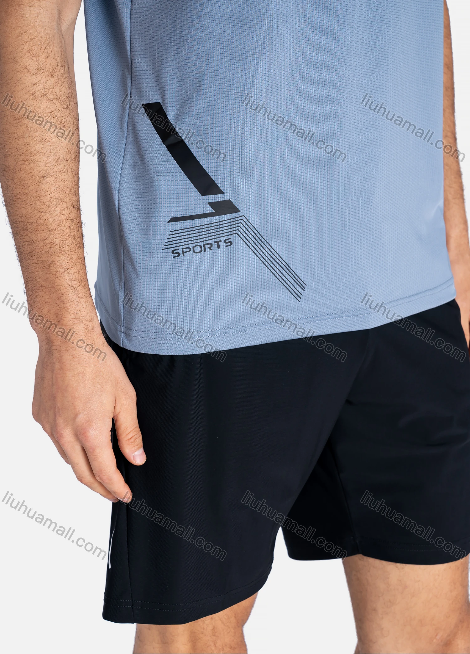 Wholesale Men's Sporty Crew Neck Breathable Contrast Reflective Stripes Quick Drying T-shirts - Liuhuamall