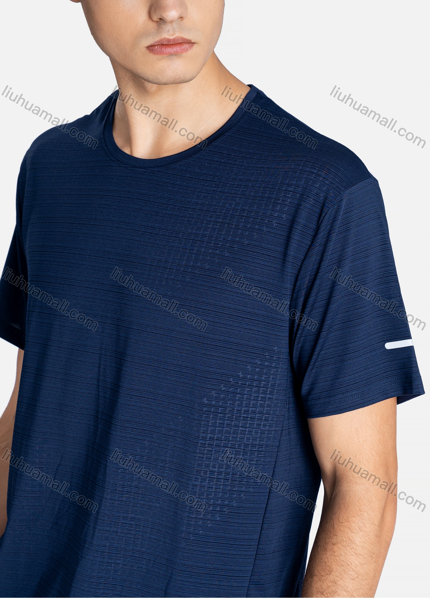 Wholesale Men's Sporty Crew Neck Breathable Reflective Stripes Quick Drying T-shirts - Liuhuamall