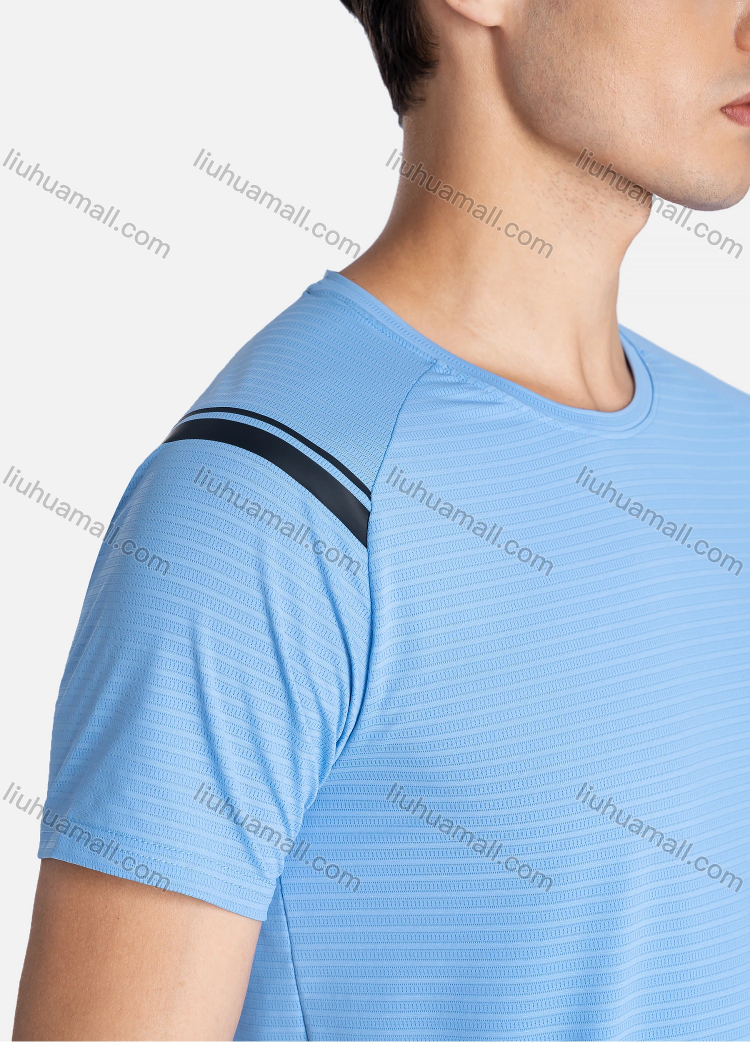 Wholesale Men's Sporty Crew Neck Breathable Reflective Stripes Quick Drying T-shirts - Liuhuamall