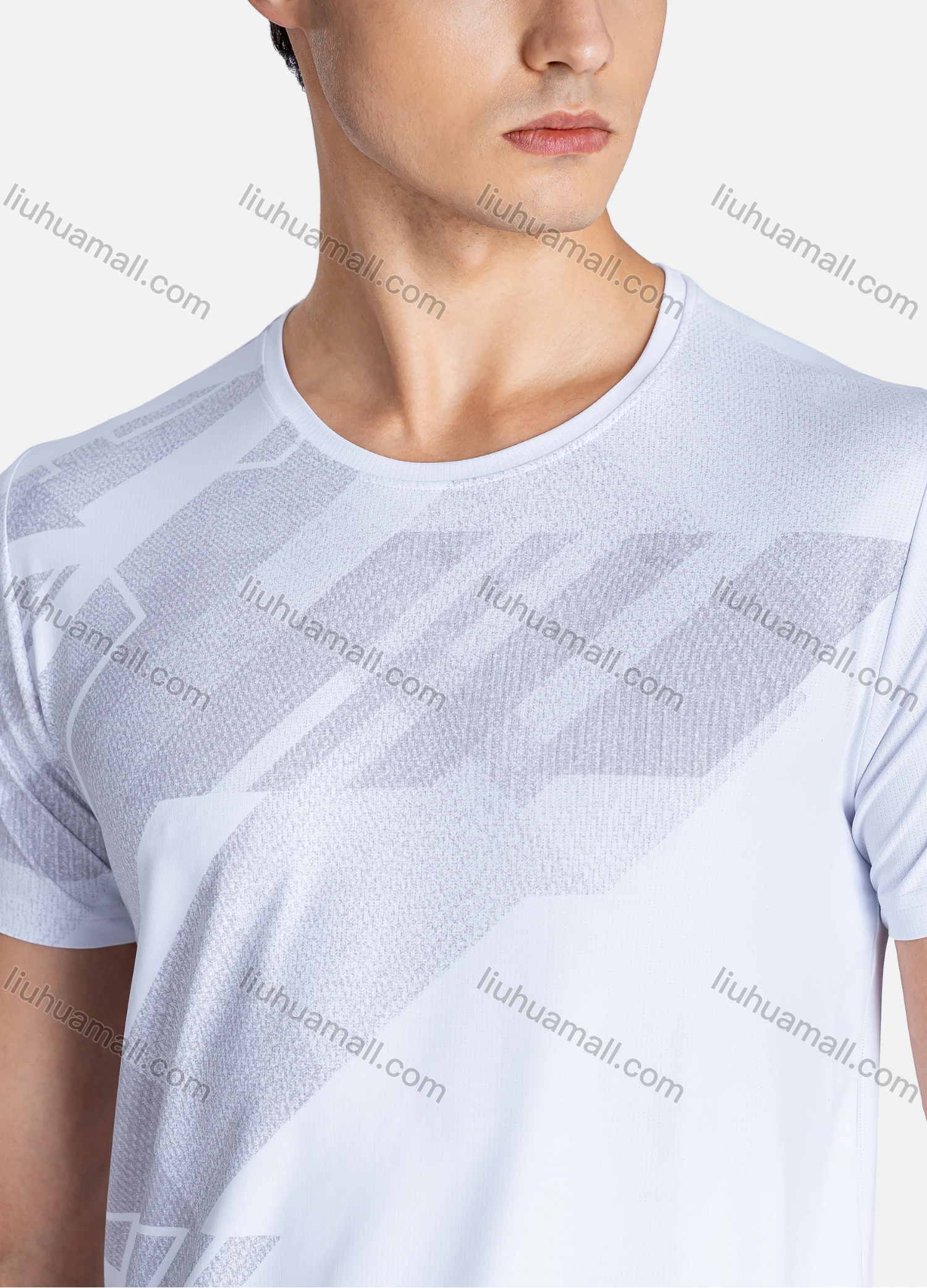 Wholesale Men's Sporty Crew Neck Breathable Allover Print Quick Drying T-shirts - Liuhuamall