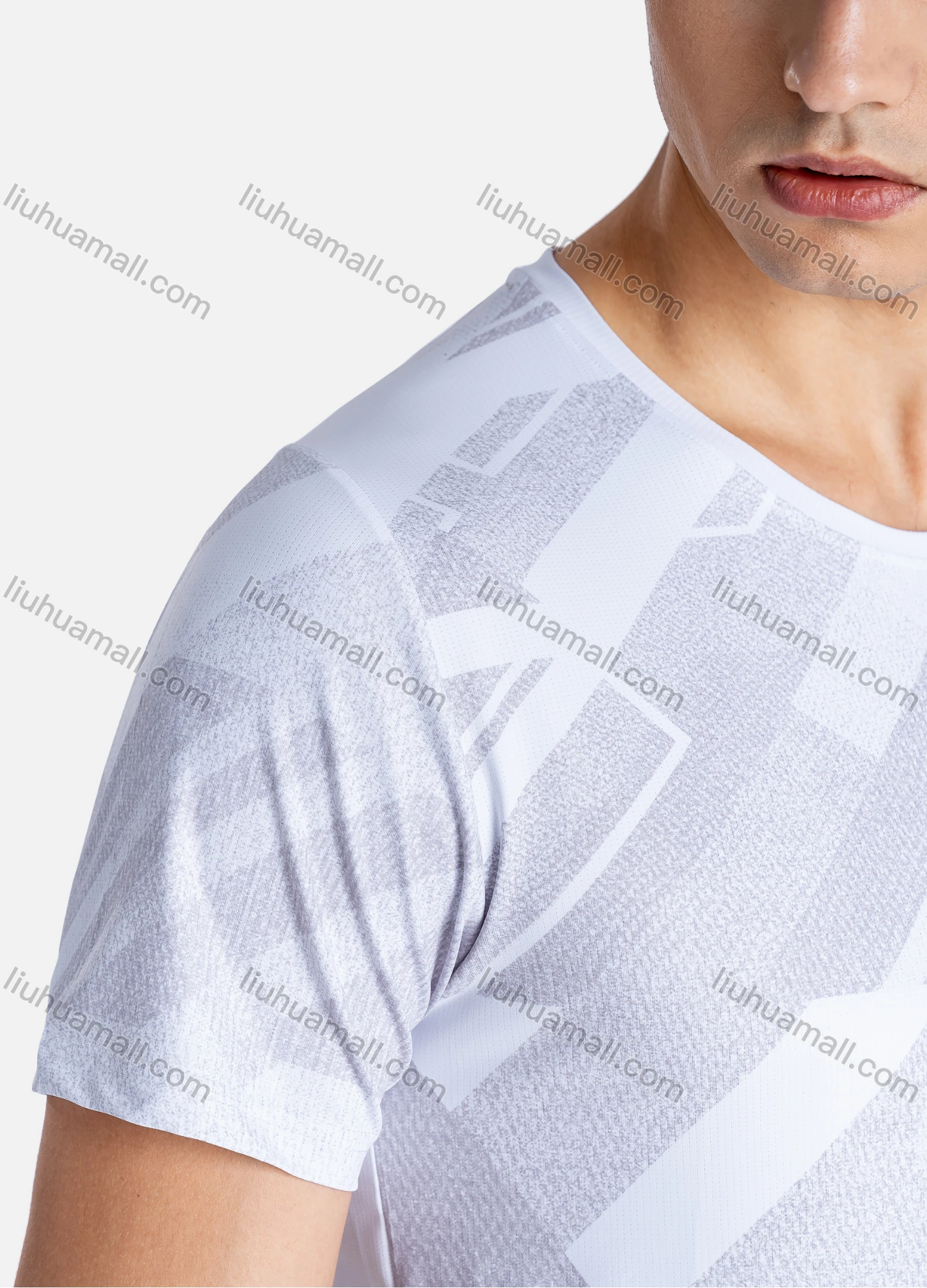 Wholesale Men's Sporty Crew Neck Breathable Allover Print Quick Drying T-shirts - Liuhuamall