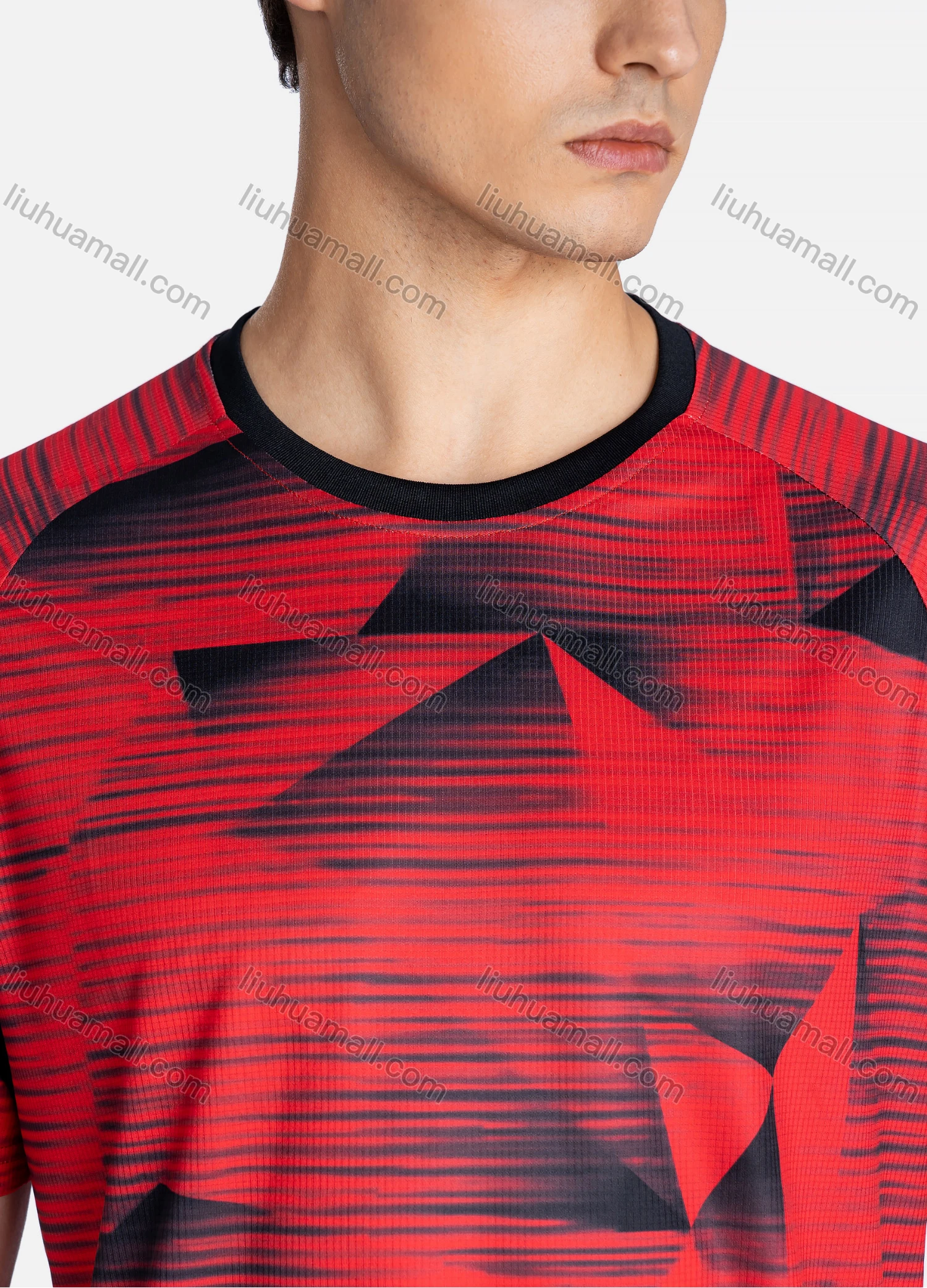 Wholesale Men's Sporty Crew Neck Breathable Geo Print Quick Drying T-shirts - Liuhuamall