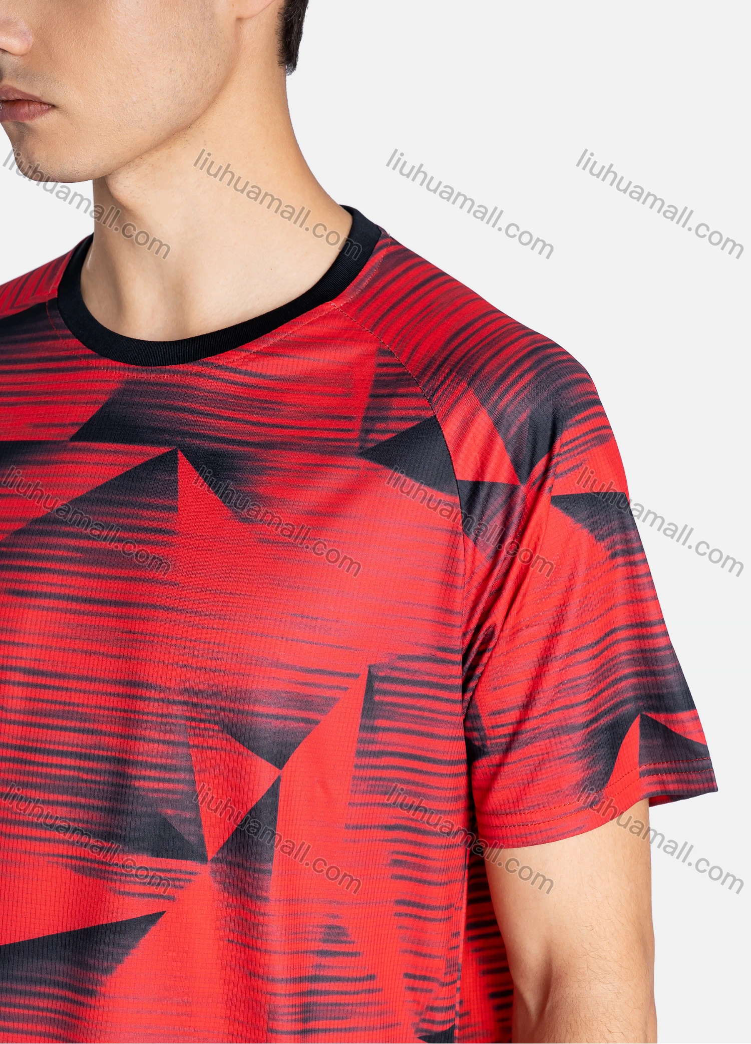 Wholesale Men's Sporty Crew Neck Breathable Geo Print Quick Drying T-shirts - Liuhuamall