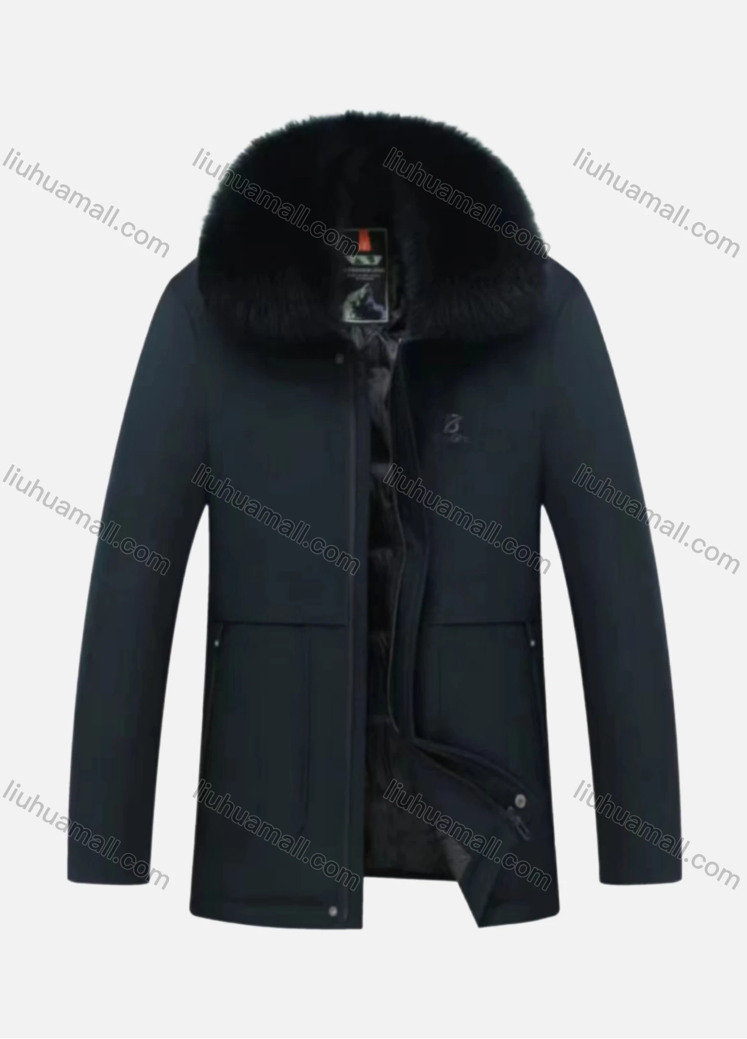 Wholesale Men's Casual Plain Plush Collar Zipper Down Jacket - Liuhuamall