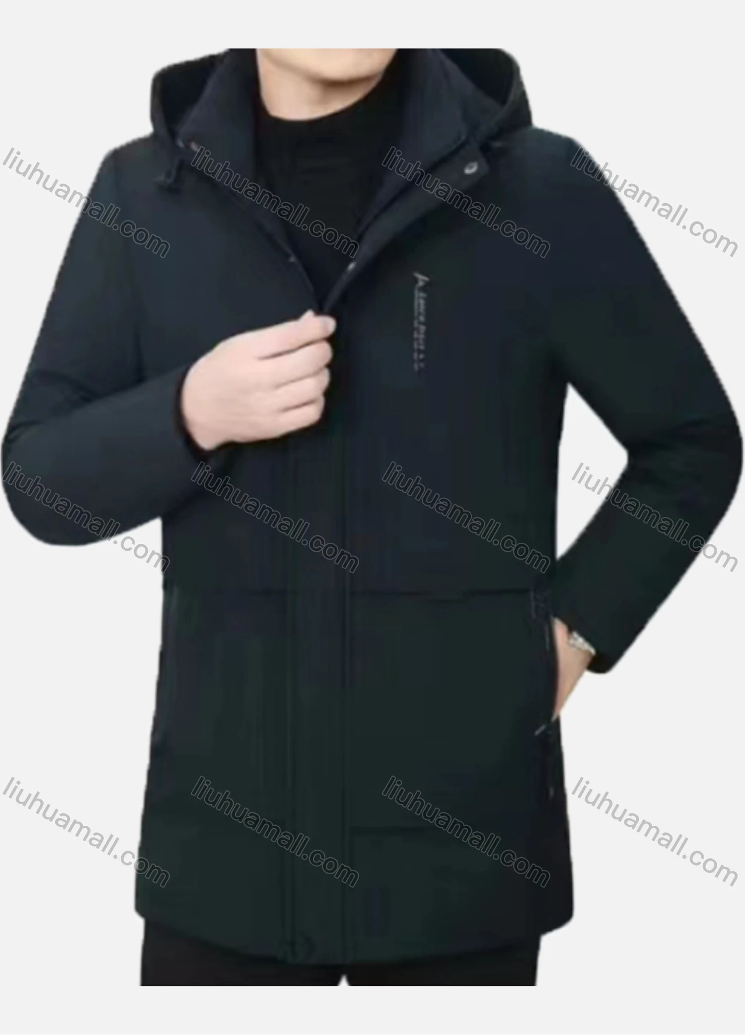 Wholesale Men's Casual Plain Letter Print Hooded Button Front Zipper Jacket - Liuhuamall