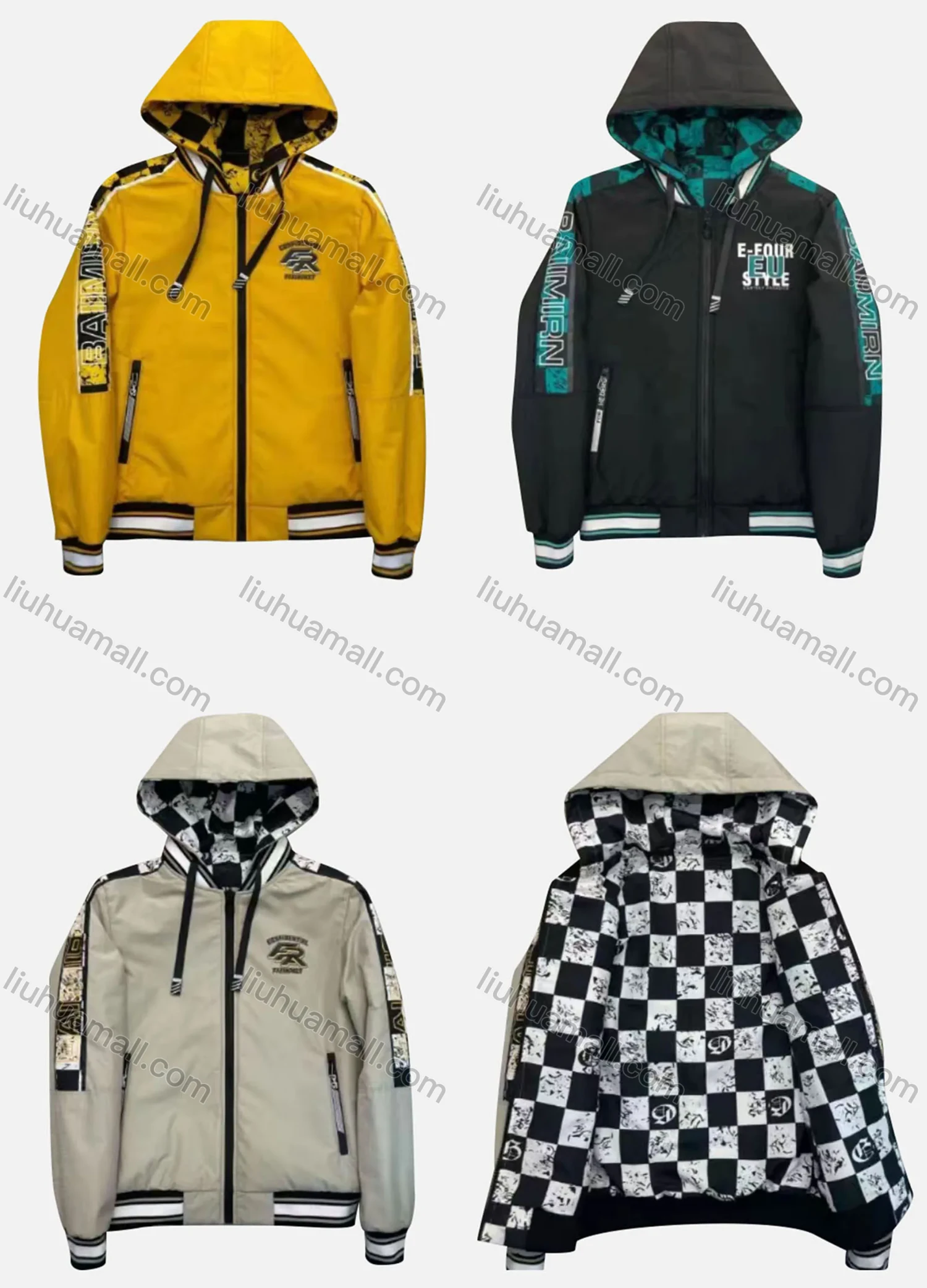 Wholesale Men's Casual Letter Print Striped Long Sleeve Drawstring Zipper Hoodie 48# - Liuhuamall