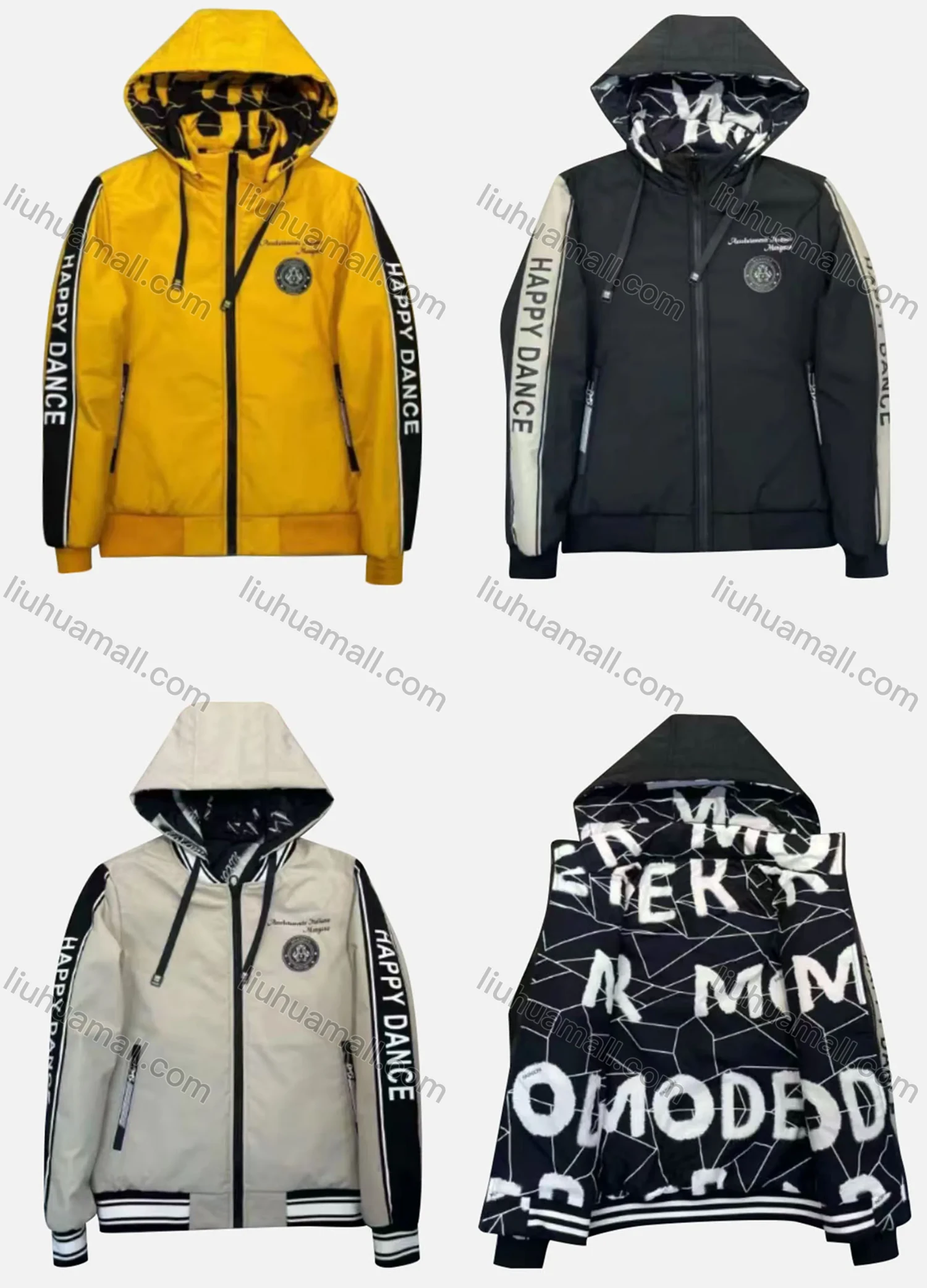 Wholesale Men's Casual Letter Print Striped Long Sleeve Drawstring Zipper Hoodie 49# - Liuhuamall