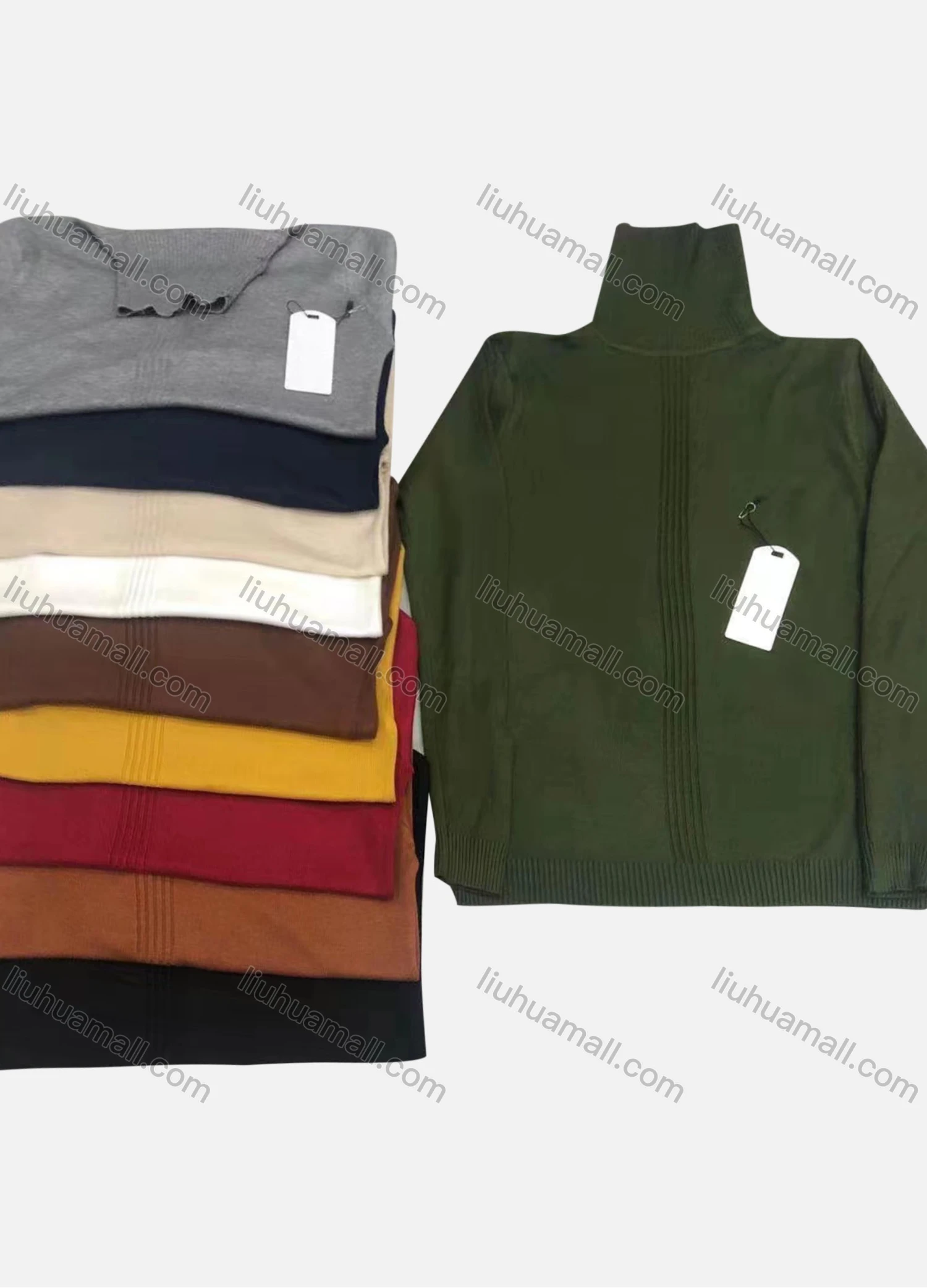 Wholesale Men's Casual Plain Turtleneck Long Sleeve Sweater - Liuhuamall