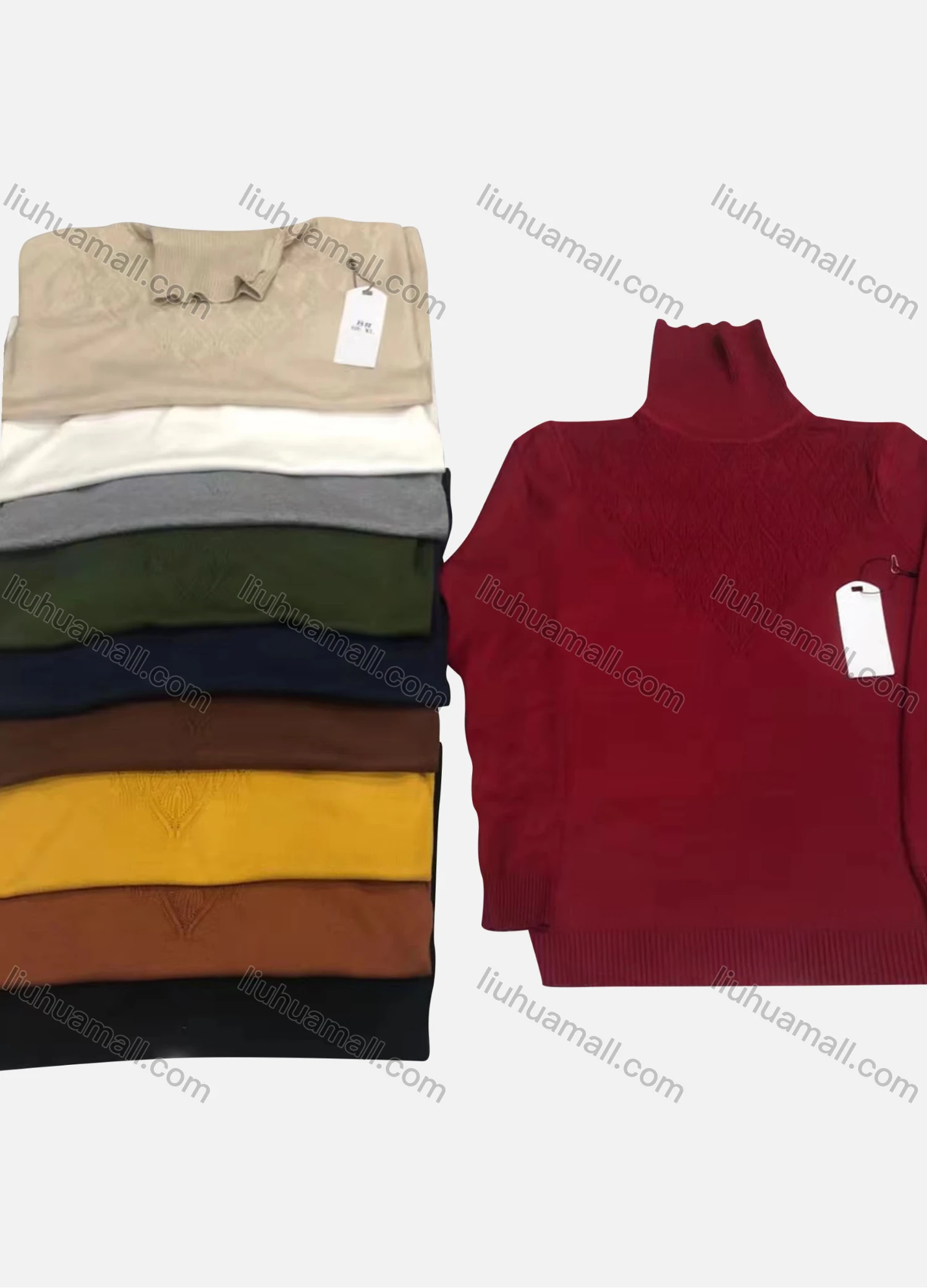 Wholesale Men's Casual Plain Turtleneck Long Sleeve Sweater - Liuhuamall