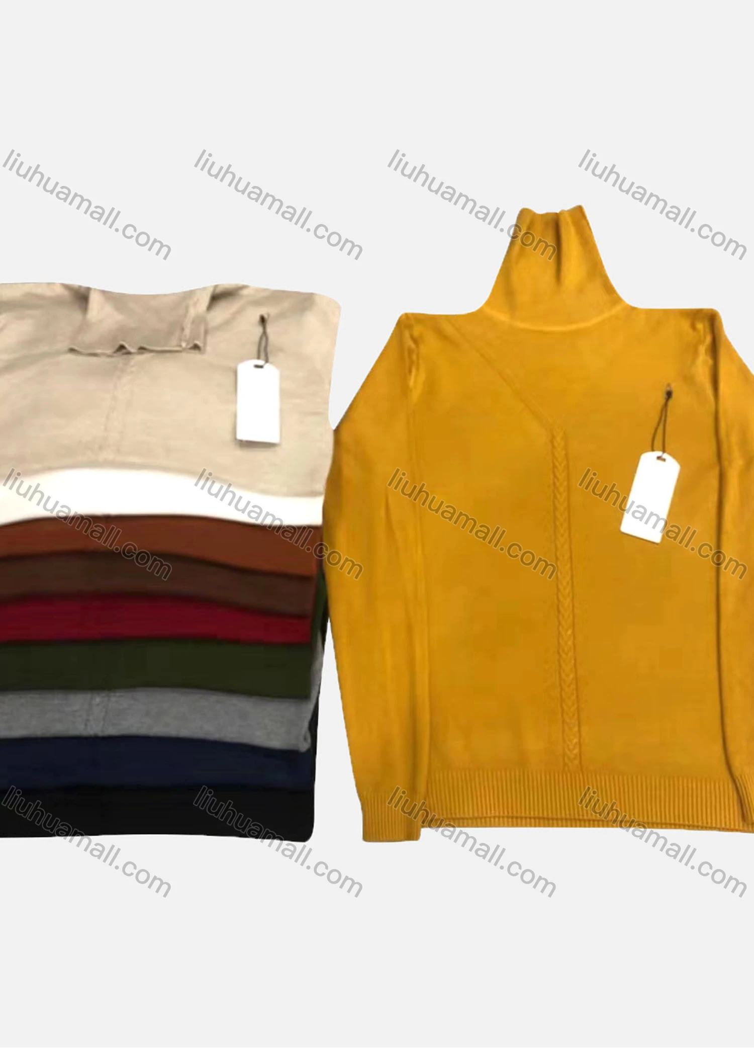 Wholesale Men's Casual Plain Turtleneck Long Sleeve Sweater - Liuhuamall