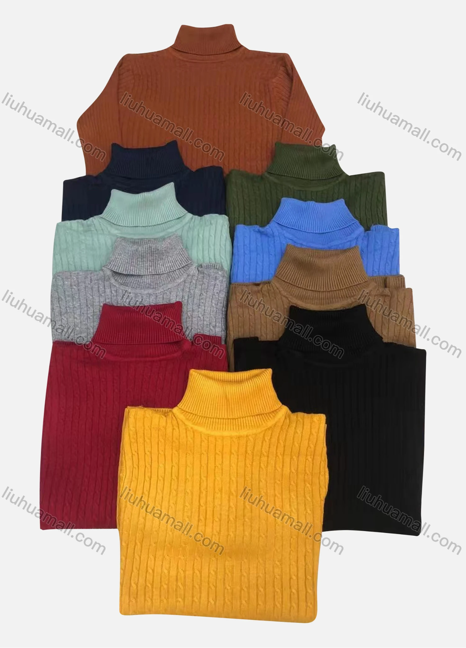Wholesale Men's Casual Plain Turtleneck Long Sleeve Sweater - Liuhuamall