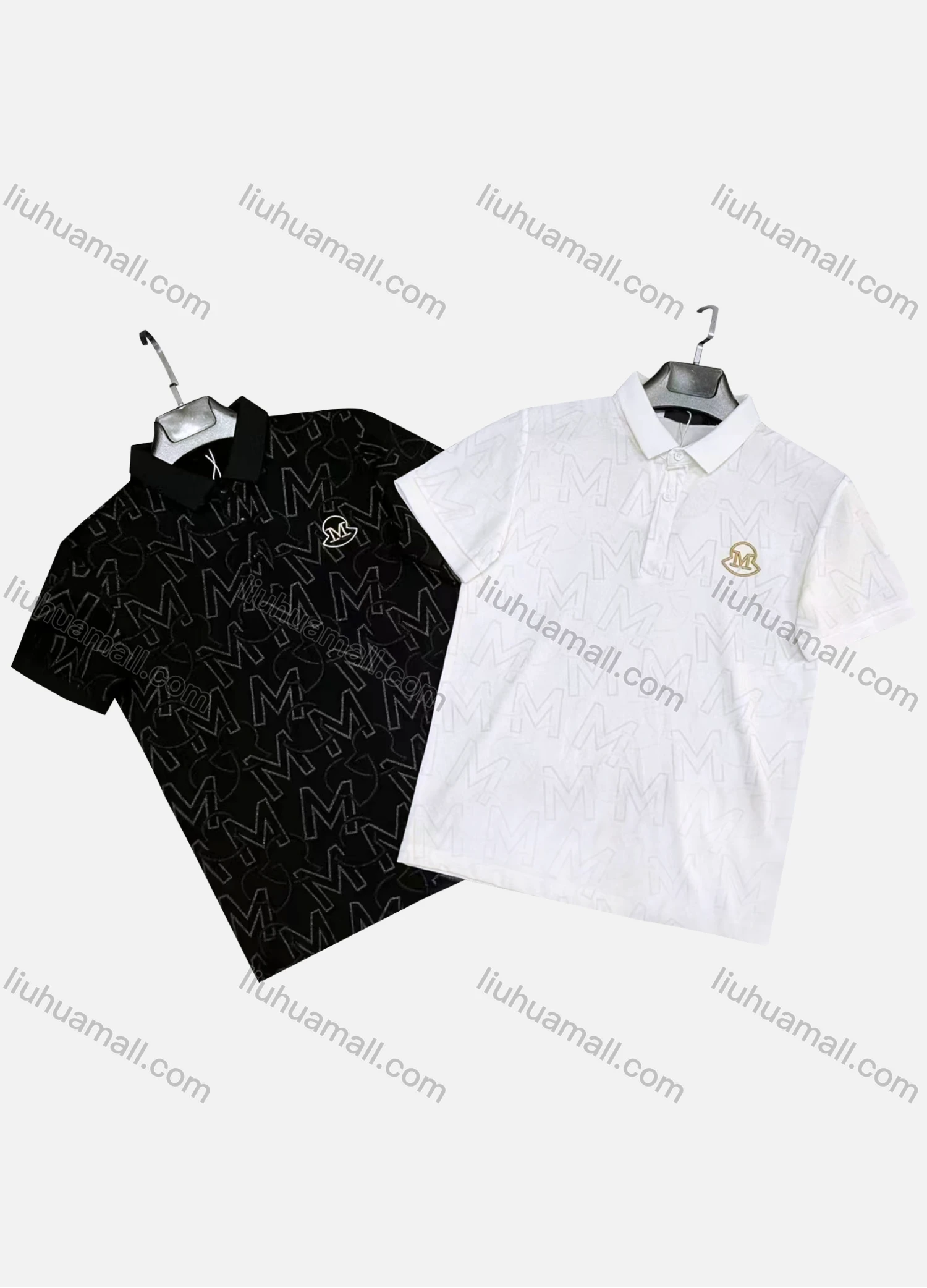 Wholesale Men's Short Sleeve Allover Print Polo Shirt - Liuhuamall