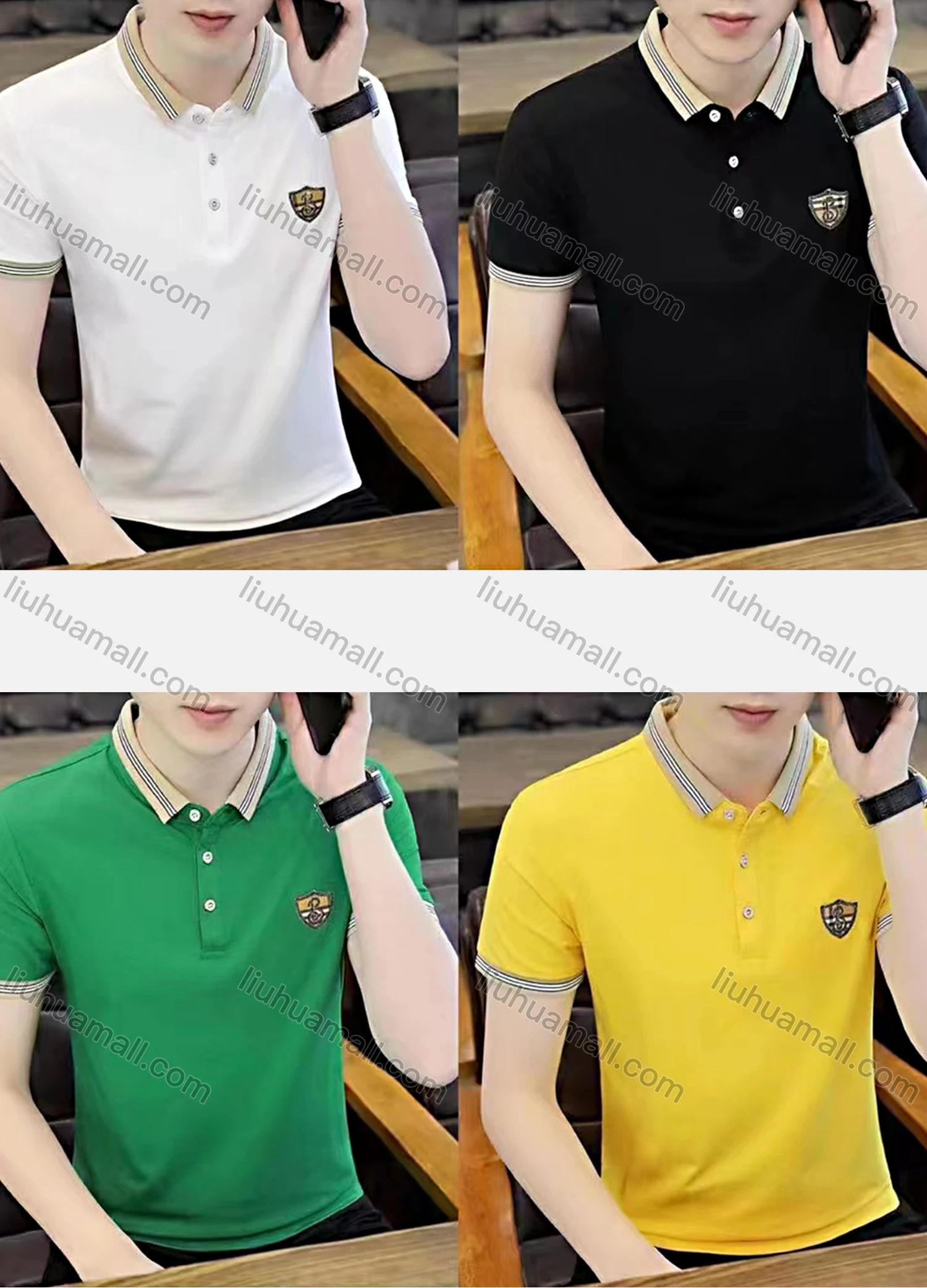 Wholesale Men's Short Sleeve Embroidered Polo Shirt - Liuhuamall