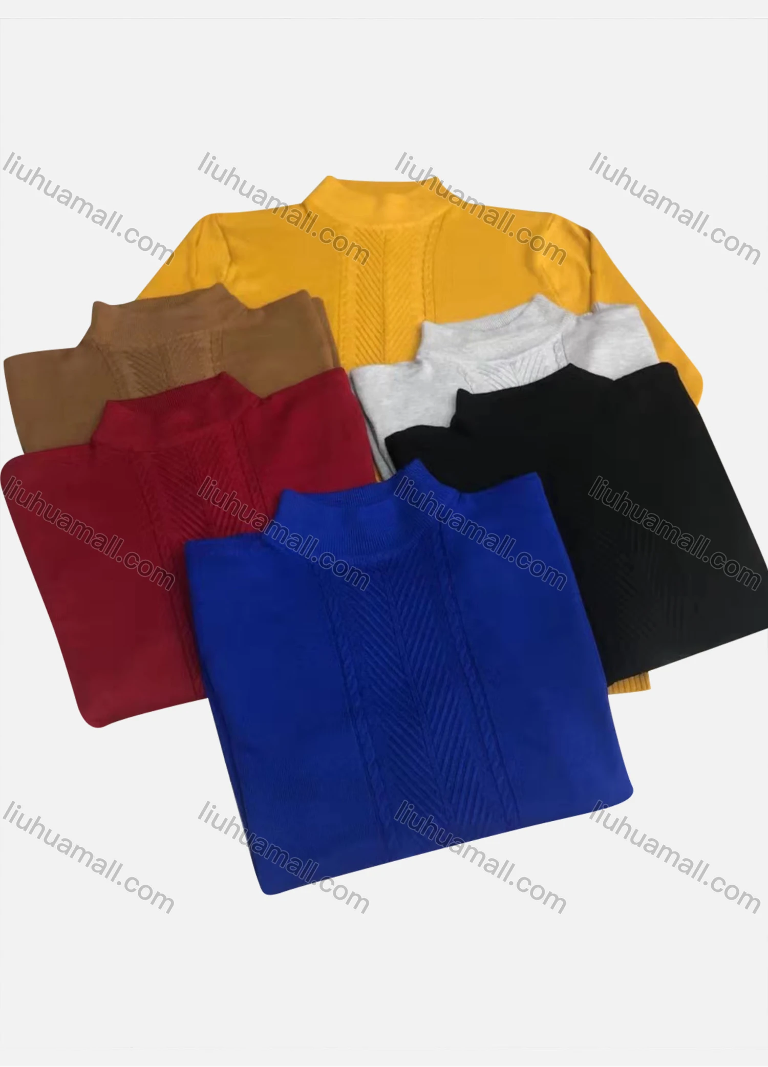 Wholesale Men's Casual Plain Mock Neck Long Sleeve Sweater - Liuhuamall