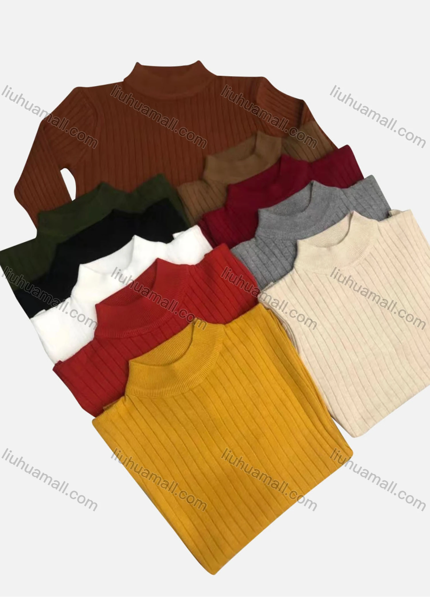 Wholesale Men's Casual Plain Mock Neck Long Sleeve Sweater - Liuhuamall