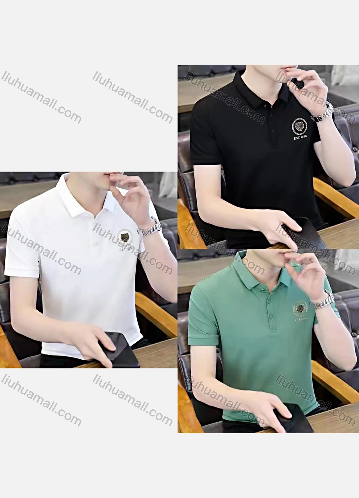 Wholesale Men's Short Sleeve Embroidered Plain Polo Shirt - Liuhuamall