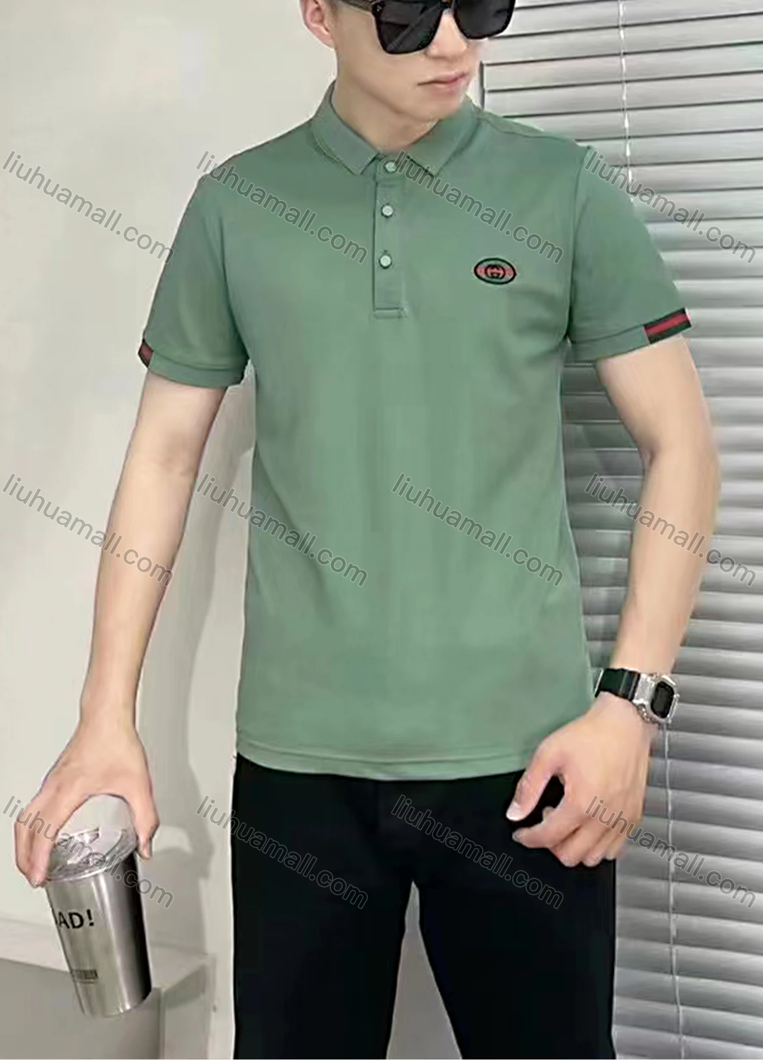 Wholesale Men's Short Sleeve Embroidered Plain Polo Shirt - Liuhuamall