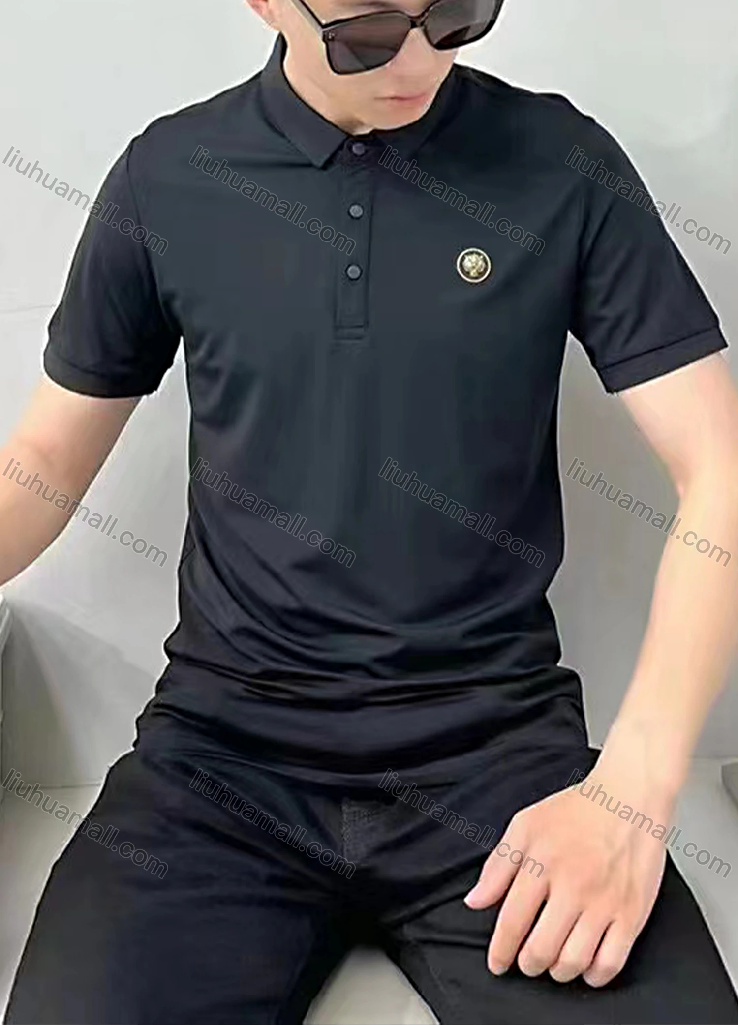 Wholesale Men's Short Sleeve Logo Plain Polo Shirt - Liuhuamall