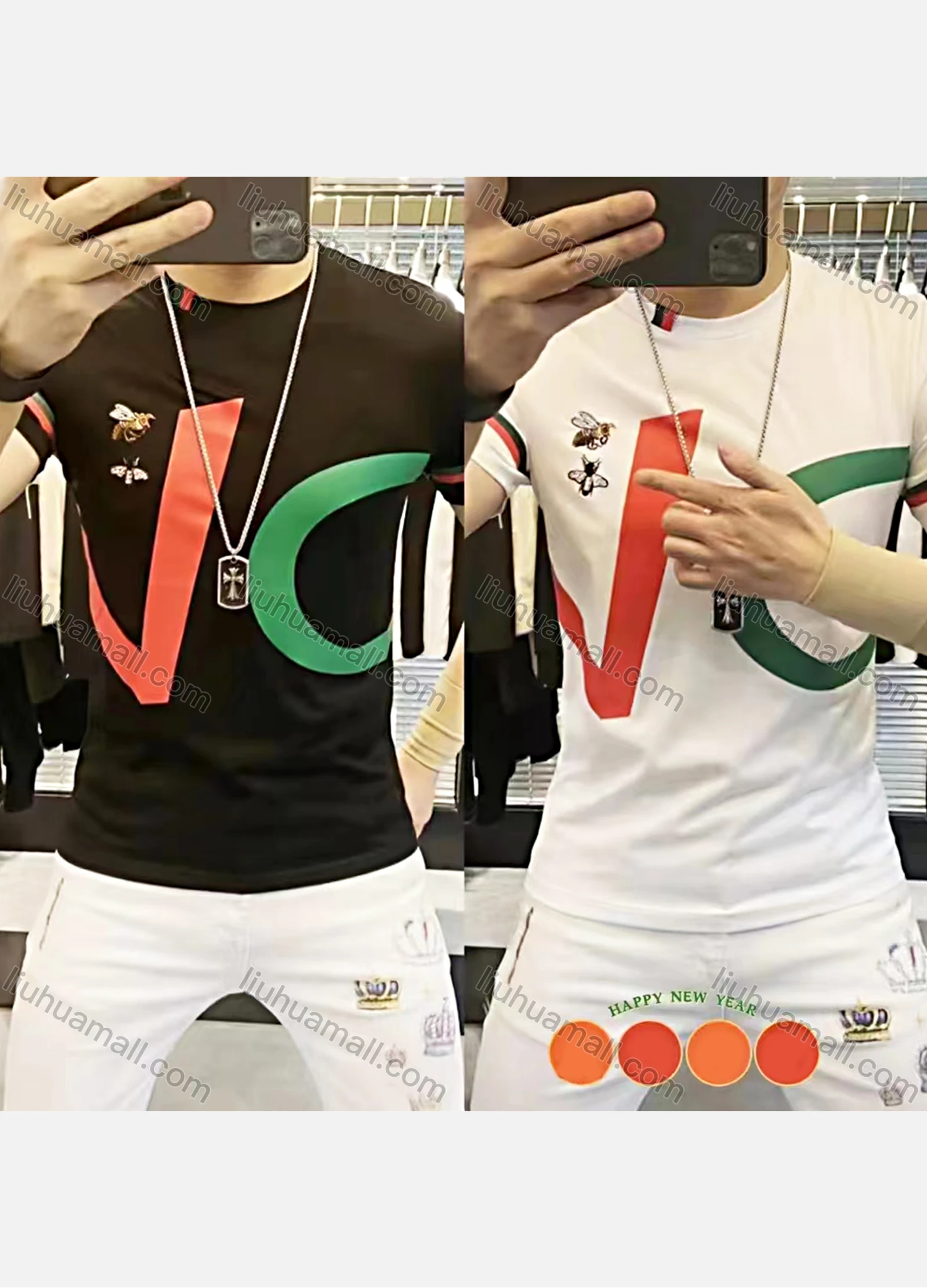 Wholesale Men's Casual Round Neck Short Sleeve Letter Print T-Shirt - Liuhuamall