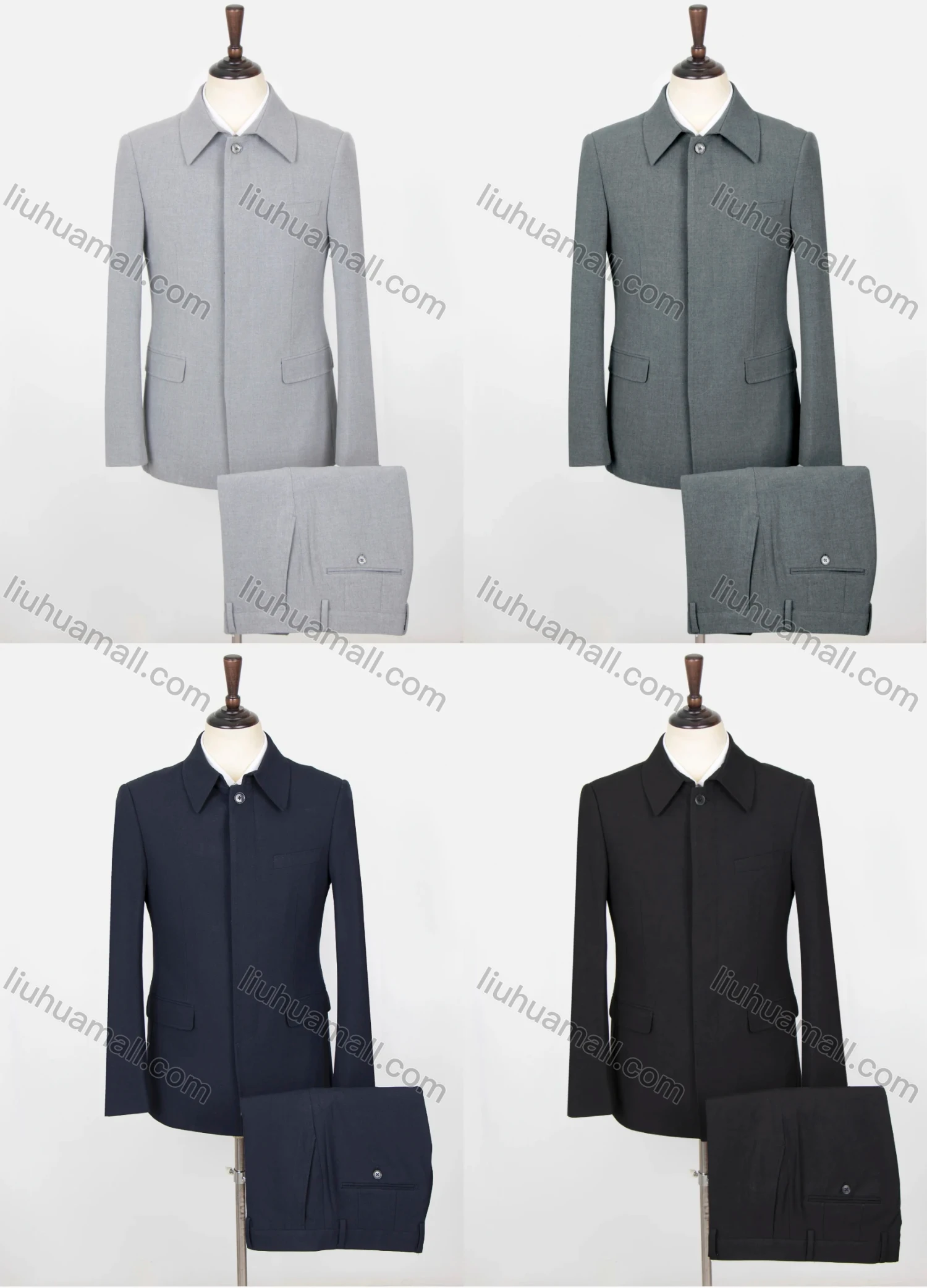 Wholesale Men's Plain Button Front Flap Pockets Chinese Tunic Suit & Pants 2-Piece Sets BA220308# - Liuhuamall