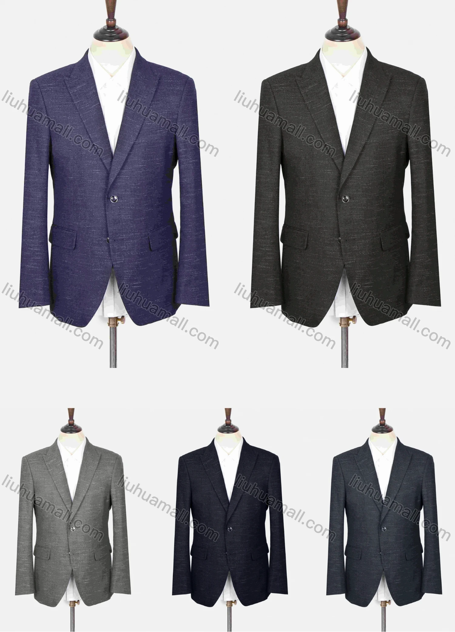 Wholesale Men's Formal Lapel Long Sleeve Two Buttons Plain Blazer Jackets - Liuhuamall