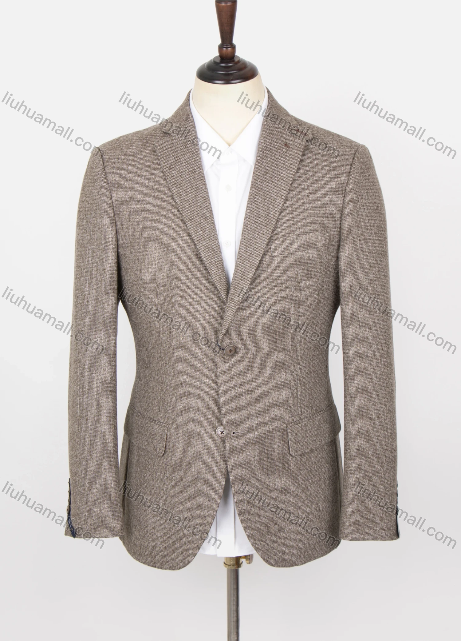 Wholesale Men's Formal Lapel Plain Long Sleeve Two Buttons Flap Pockets Blazer Jackets - Liuhuamall