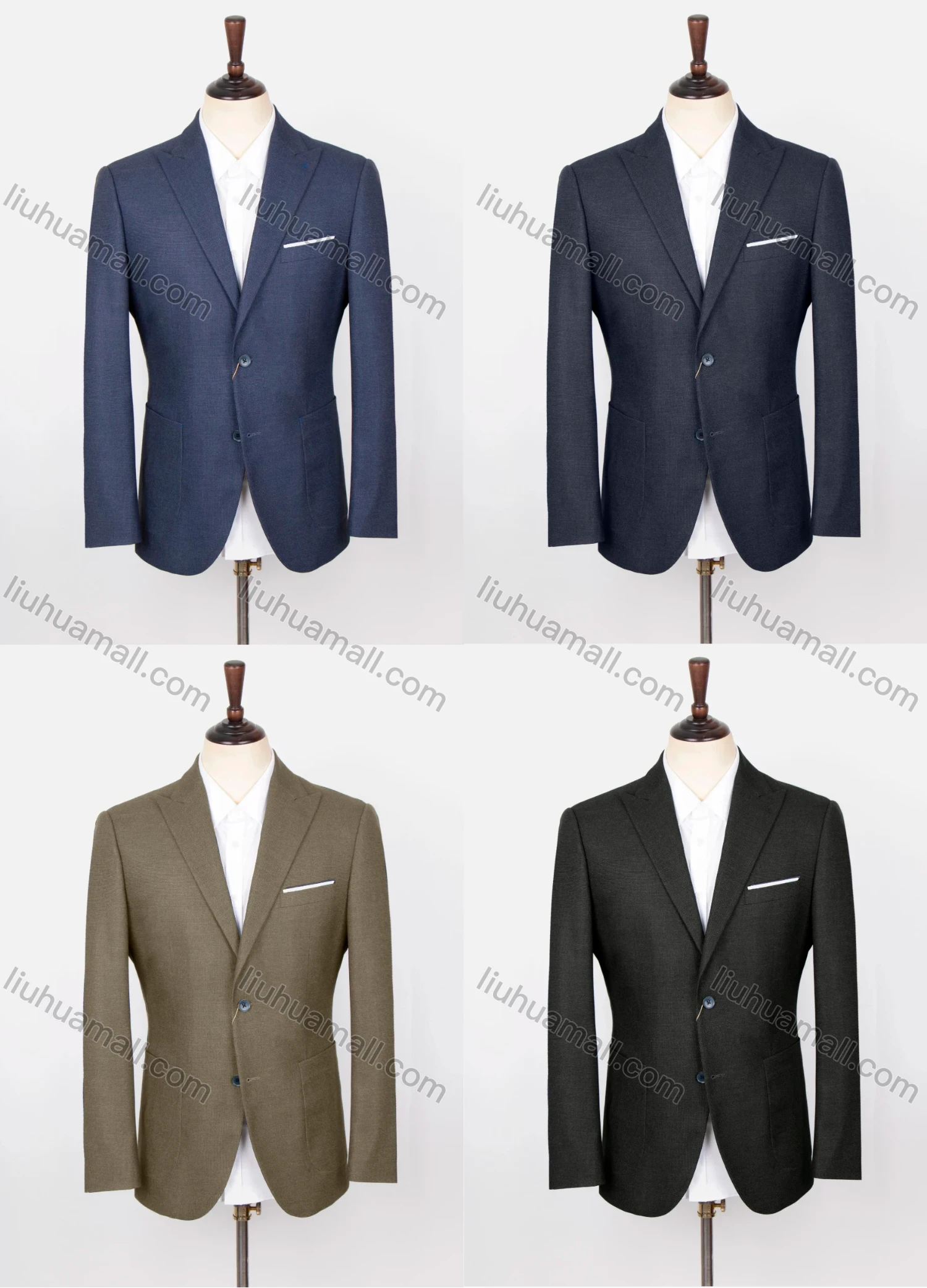 Wholesale Men's Formal Lapel Plain Long Sleeve Two Buttons Patch Pocket Blazer Jackets - Liuhuamall