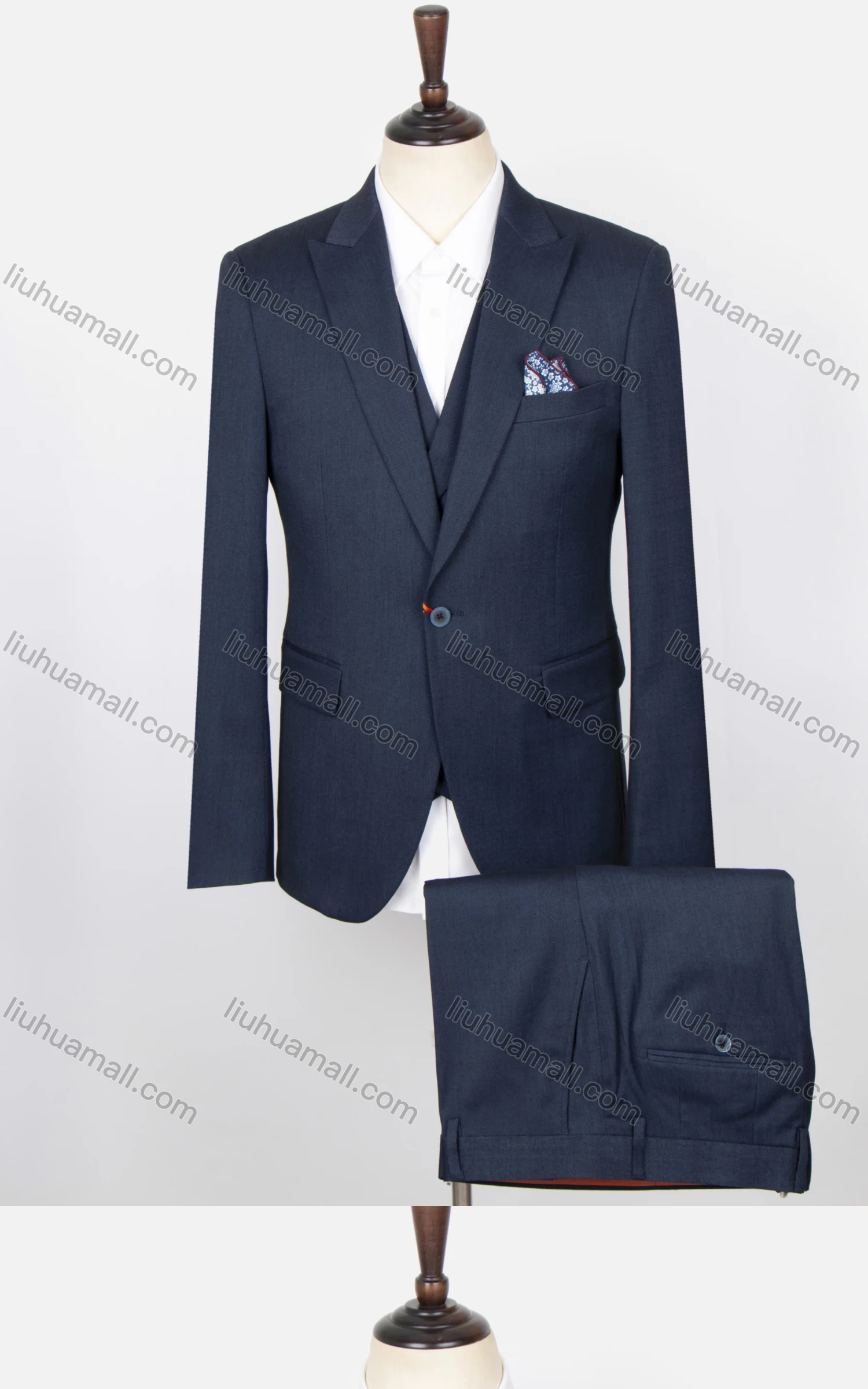 Wholesale Men's Plain Lapel Single Breasted Flap Pockets Blazer & Vest & Suit Pants 3-Piece Suit Sets FD220308# - Liuhuamall