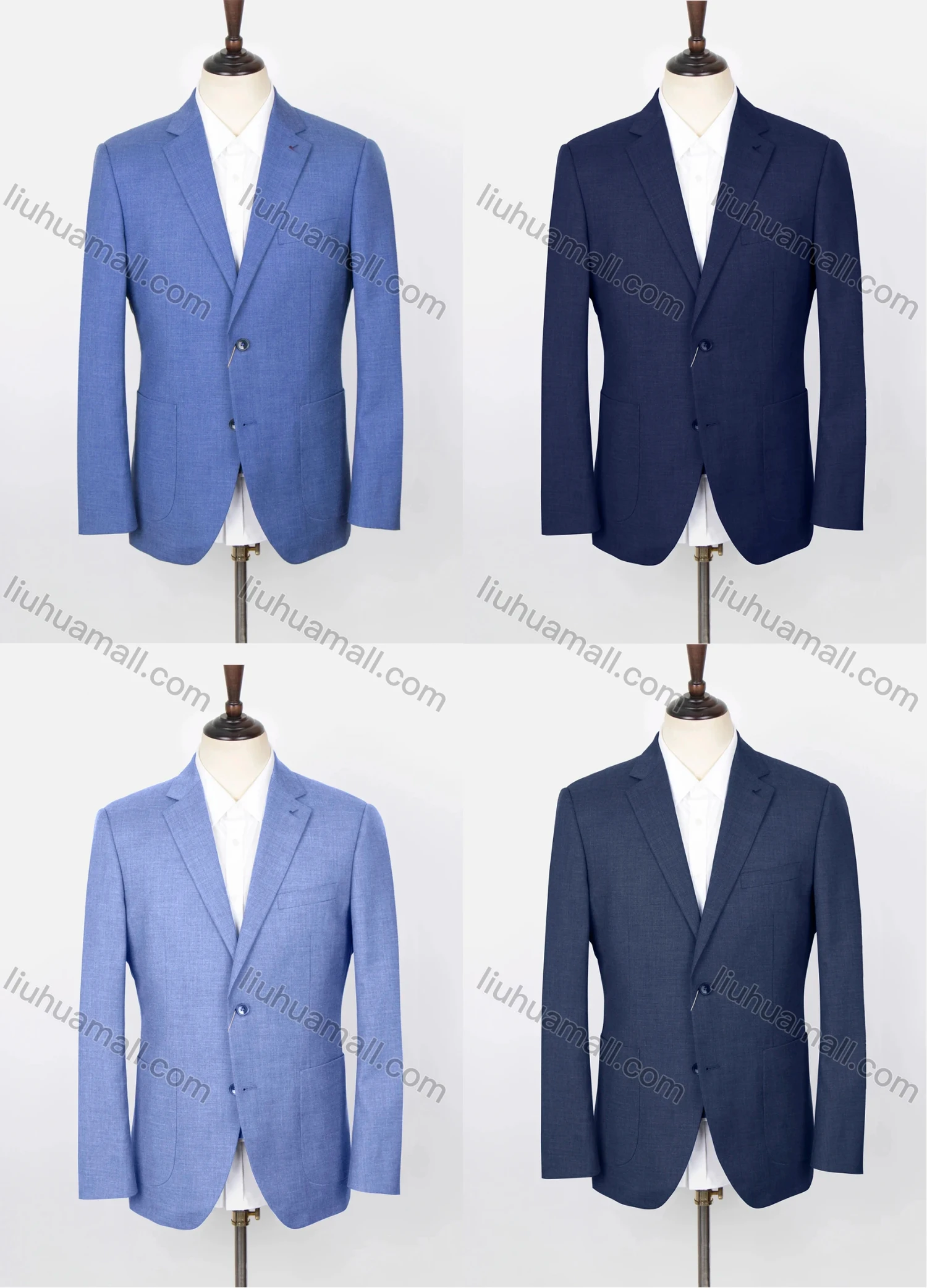 Wholesale Men's Formal Plain Lapel Long Sleeve Two Buttons Patch Pocket Blazer Jackets - Liuhuamall