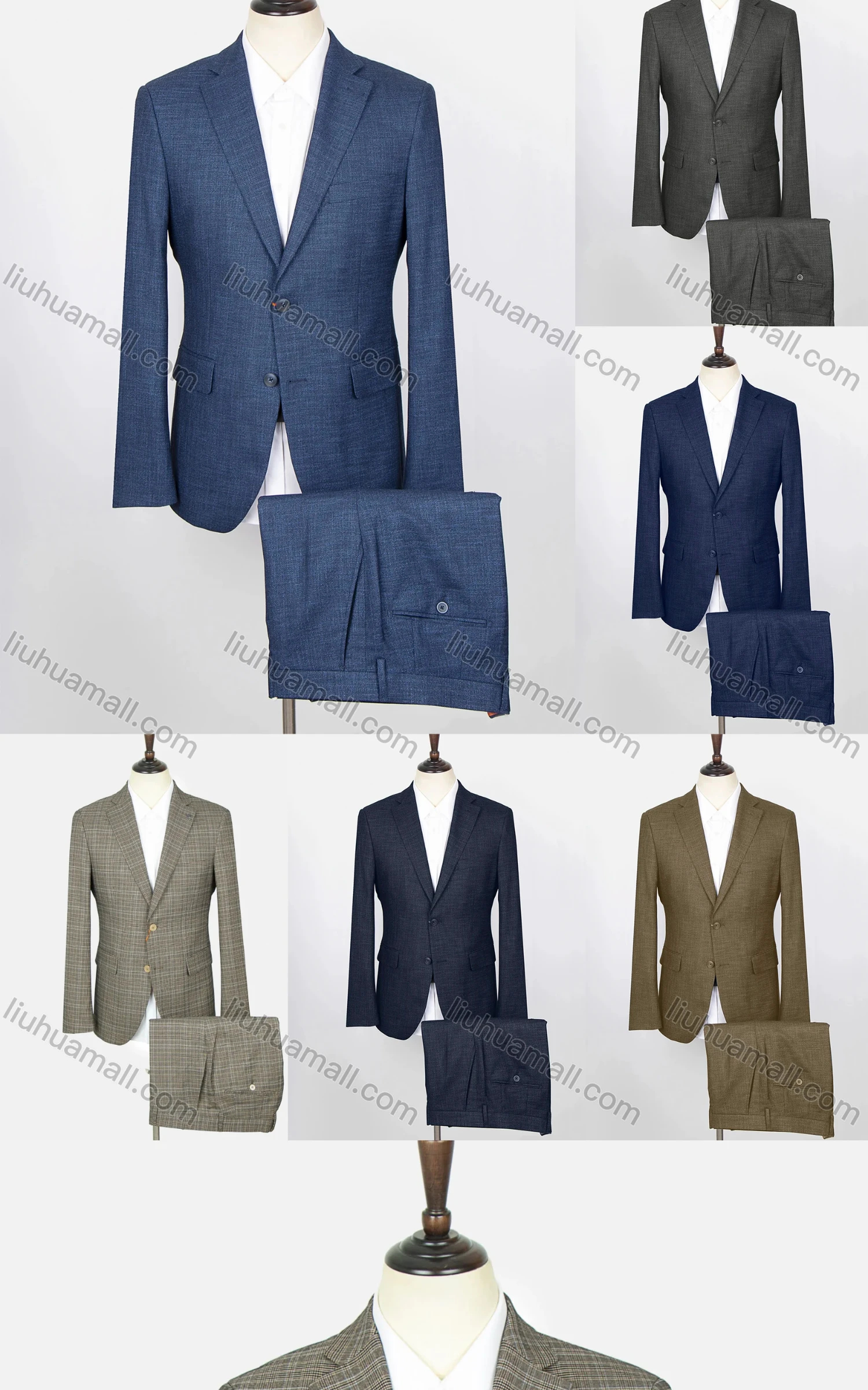 Wholesale Men's Business Plain Two Buttons Flap Pockets Blazer & Suit Pants 2-Piece Suit Sets GF220306# - Liuhuamall