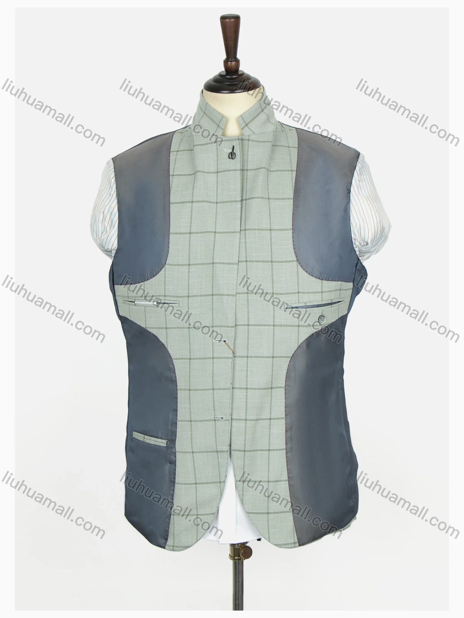 Wholesale Men's Formal Lapel Long Sleeve Patch Pocket Two Buttons Plaid Blazer Jackets - Liuhuamall