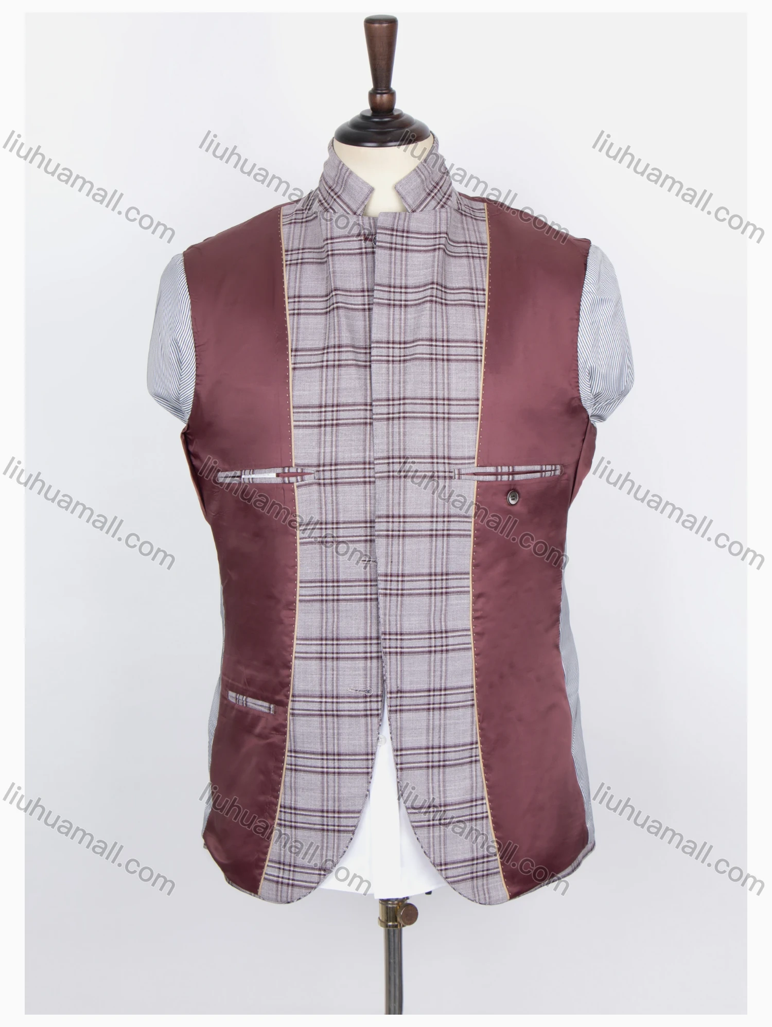 Wholesale Men's Formal Lapel Long Sleeve Two Buttons Patch Pocket Plaid Blazer Jackets - Liuhuamall