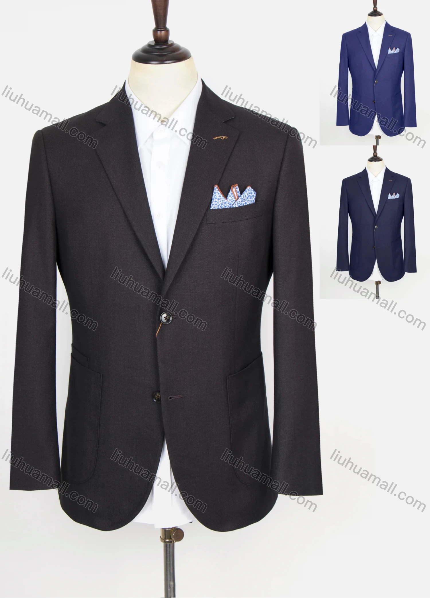 Wholesale Men's Formal Lapel Long Sleeve Two Buttons Patch Pocket Plain Blazer Jackets - Liuhuamall