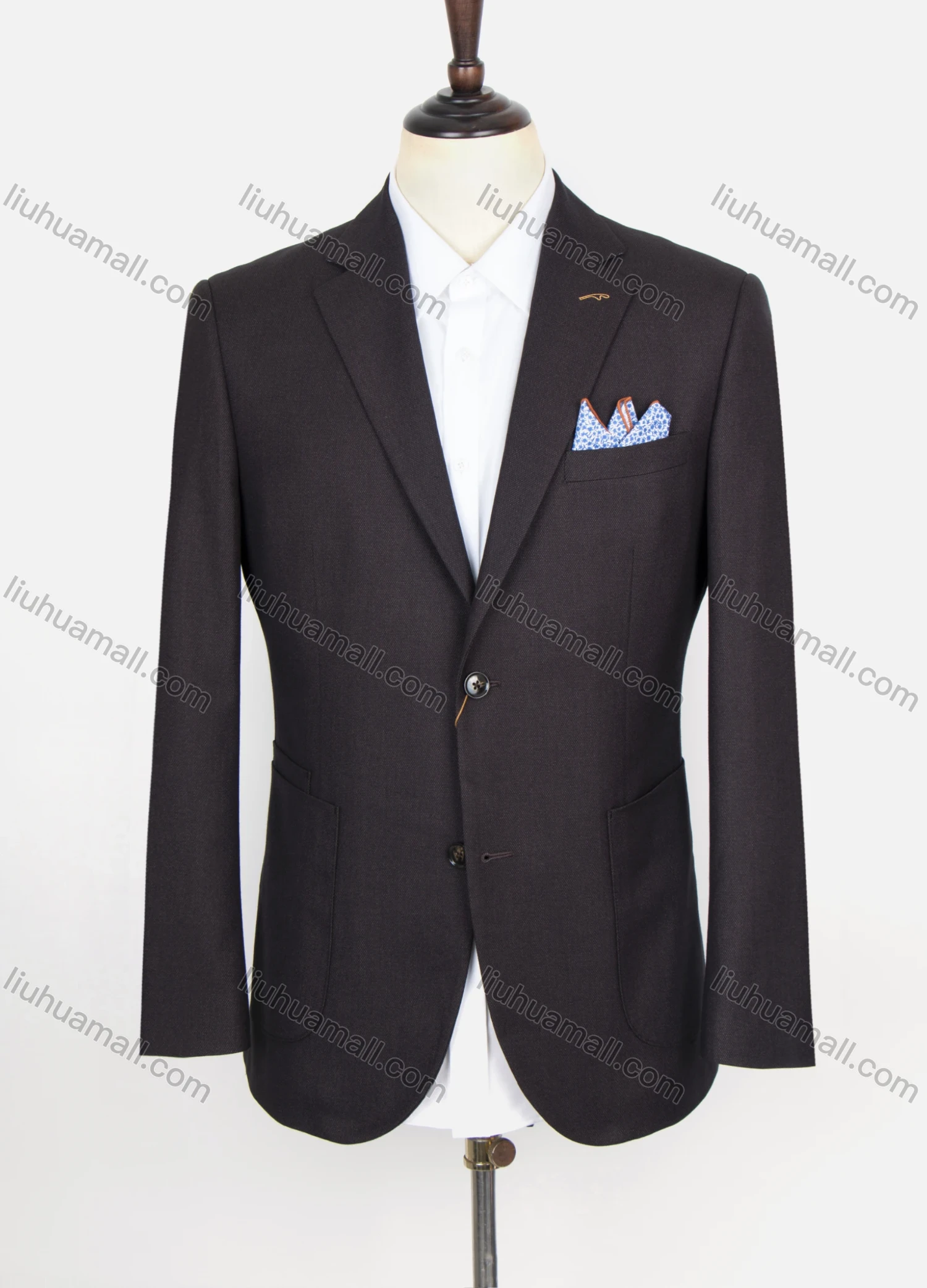 Wholesale Men's Formal Lapel Long Sleeve Two Buttons Patch Pocket Plain Blazer Jackets - Liuhuamall