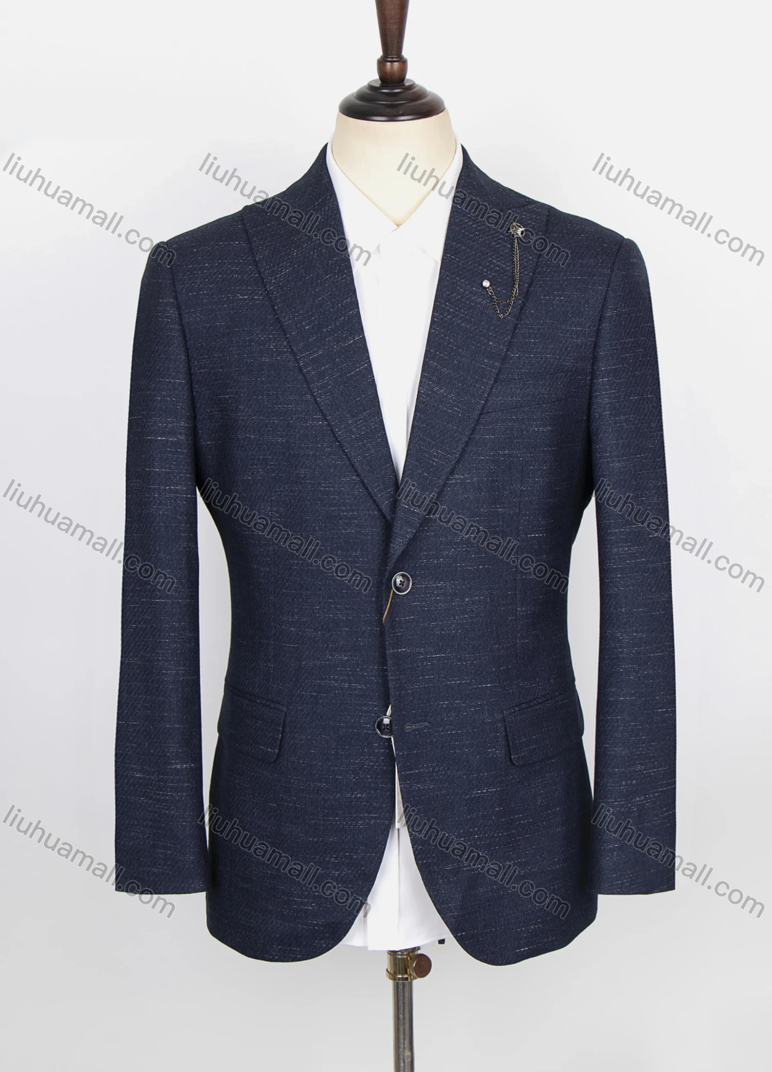 Wholesale Men's Formal Plain Lapel Long Sleeve Flap Pockets Two Buttons Blazer Jackets - Liuhuamall